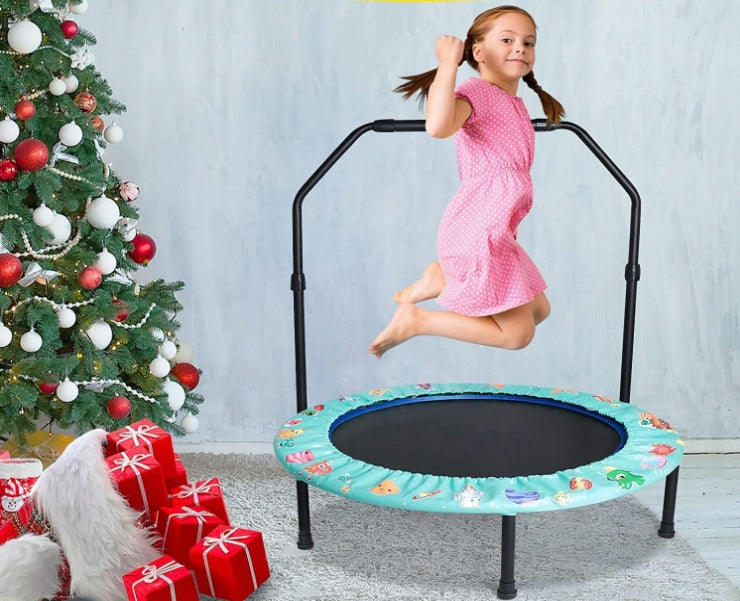 MINI TRAMPOLINE FOR CHILDREN FOLDING ADJUSTABLE HANDLE SAFE GREEN Manufacturer code MINI TRAMPOLINA DLA DZIECI STREFAZAKUPÓW