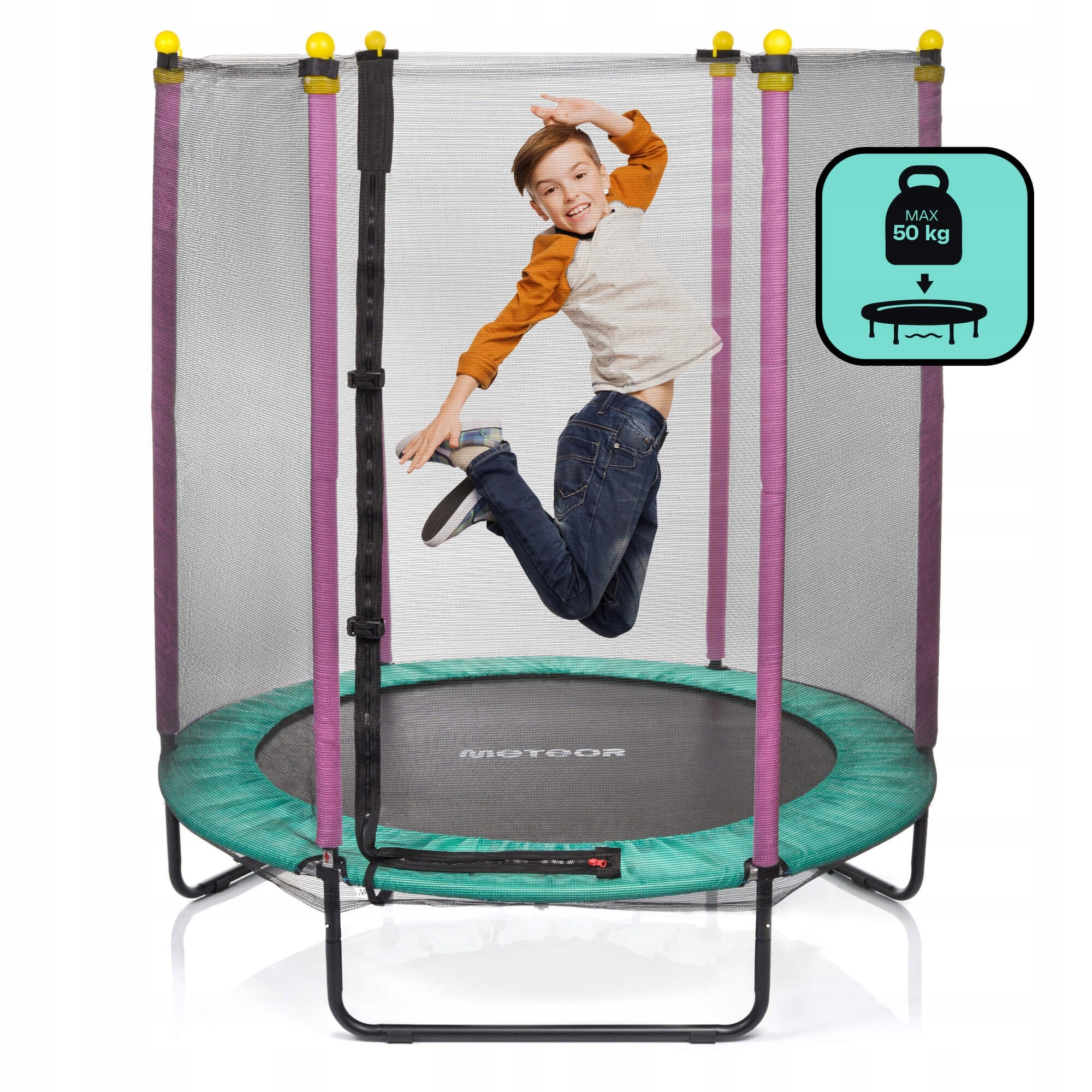 MINI TRAMPOLINE FOR KIDS OUTDOOR AND INDOOR METEOR 140cm4.5 ft with mesh Packaging status original