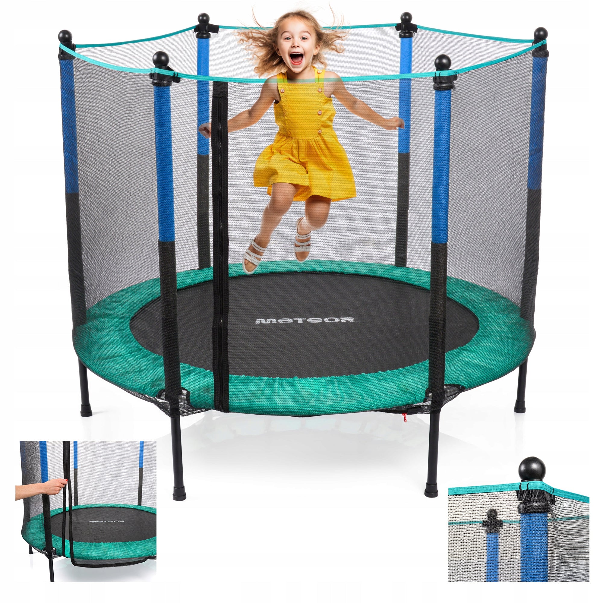 MINI TRAMPOLINE FOR KIDS OUTDOOR AND INDOOR METEOR 140cm4.5 ft with mesh