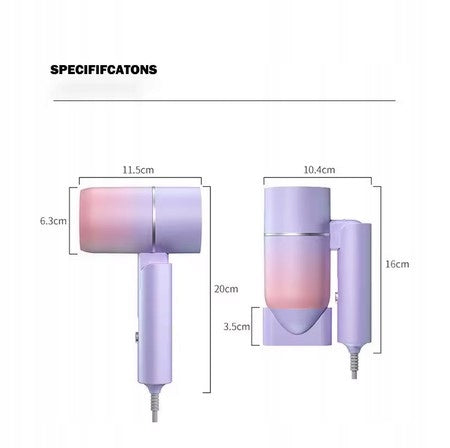 MINI TRAVEL HAIR DRYER FOLDING PINK-Purple 800W Brand Glow