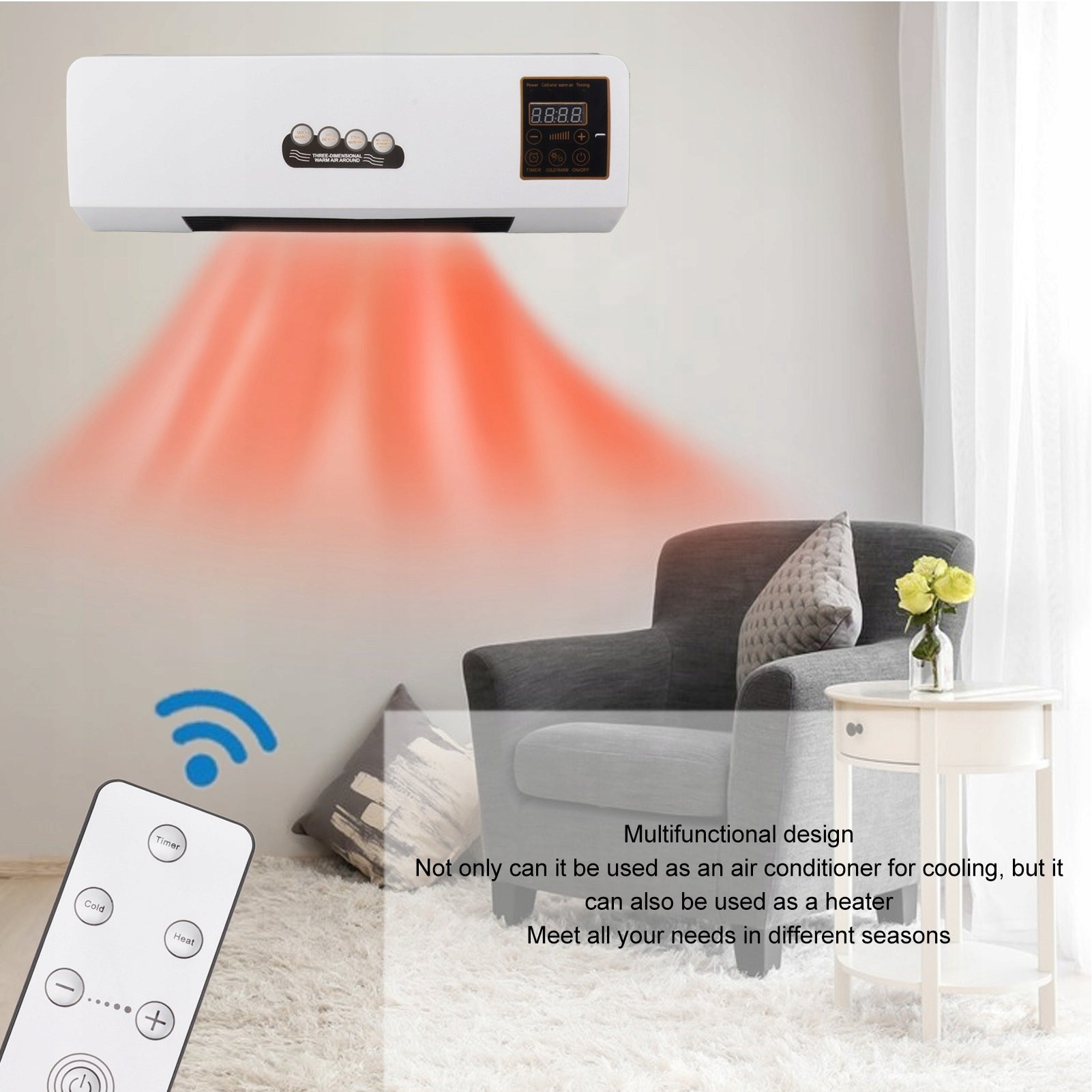 MINI WALL AIR CONDITIONER WITH HEATING FUNCTION 1800W Power 1 W