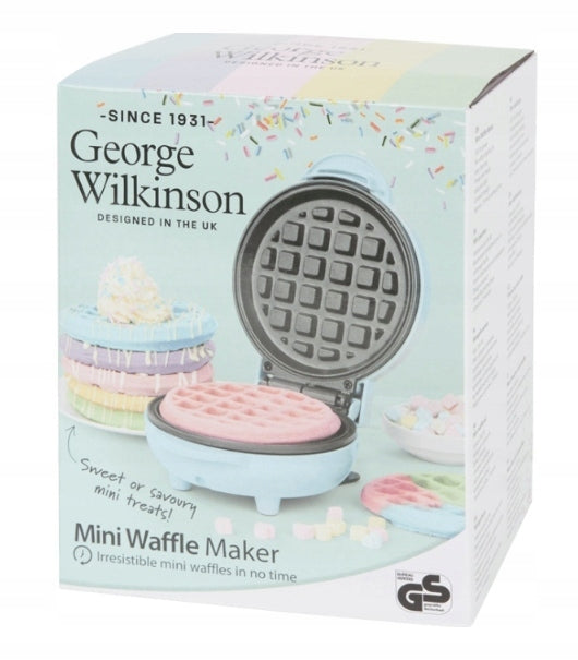 MINI Waffle Iron George Wilkinson BLUE TEFLON ROUND WAFFLES & WAFERS Brand no brand