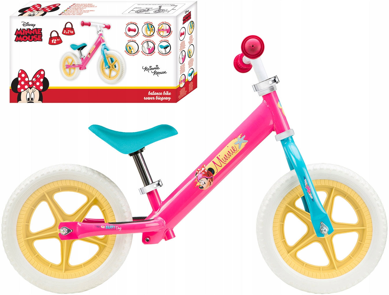 MINNIE MOUSE balance bike wheels 12" LIGHT PINK bike for girls