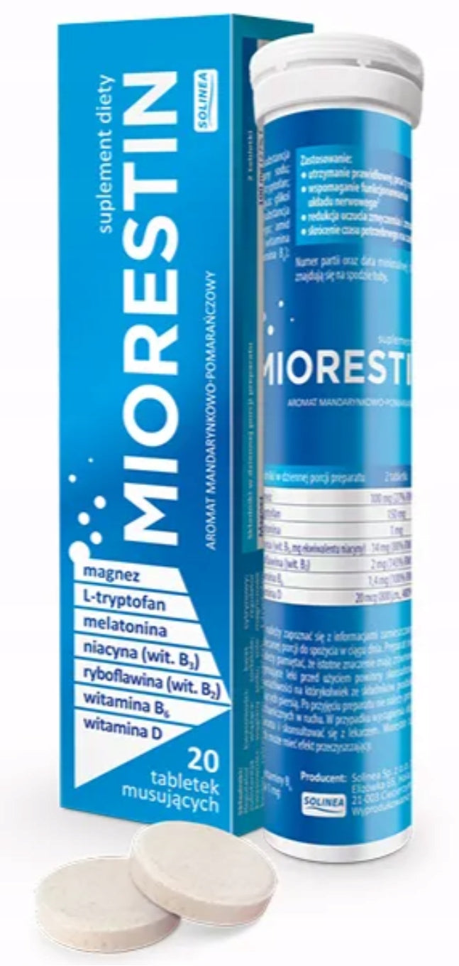 MIORESTIN Magnesium Melatonin Solinea 20 Effervescent Tablets