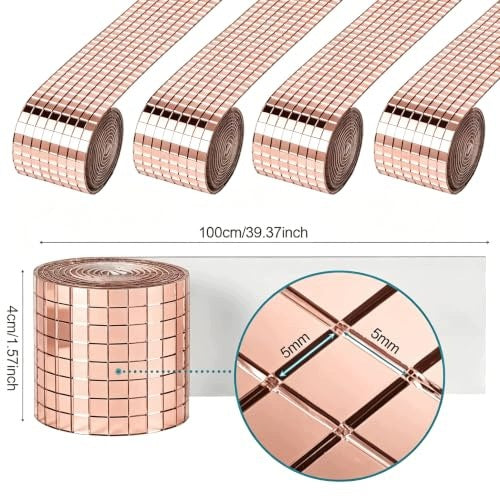 MIRROR MOSAIC SELF-ADHESIVE WALL DECORATION 4 ROLLS 6400 PCS. Manufacturer code SWC5908151419380