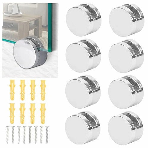 MIRROR WALL MOUNTS 8 PCS ROUND ZINC ALLOY STEEL MOUNTING