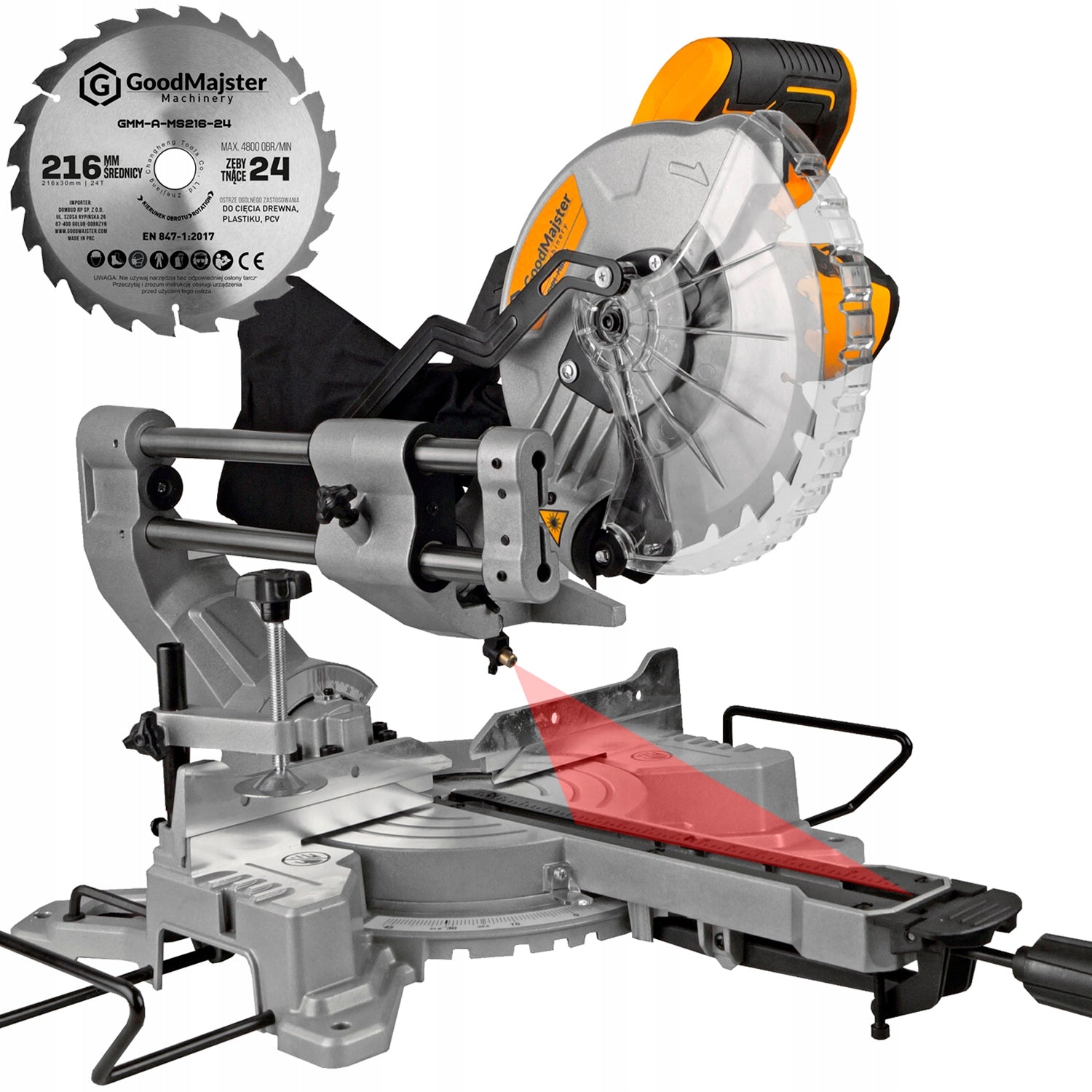 MITER SAW WITH FEED Laser BEVEL SAW Cap 1500W 216mm GMM-MS216