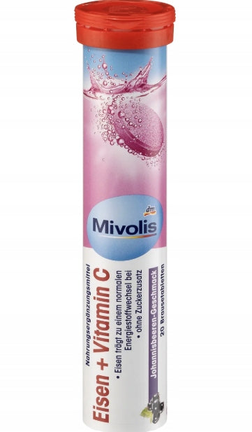 MIVOLIS IRON + VIT. C effervescent tablets 20 pcs dietary supplement from GERMANY