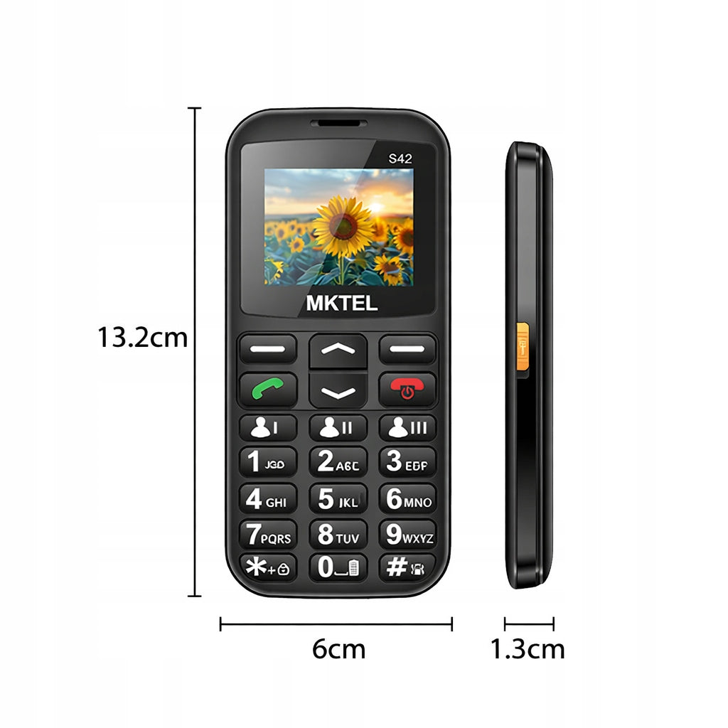 MKTEL S42 for senior SOS 2G Dual SIM FLASHLIGHT USB-C FM radio large keys Charger included no