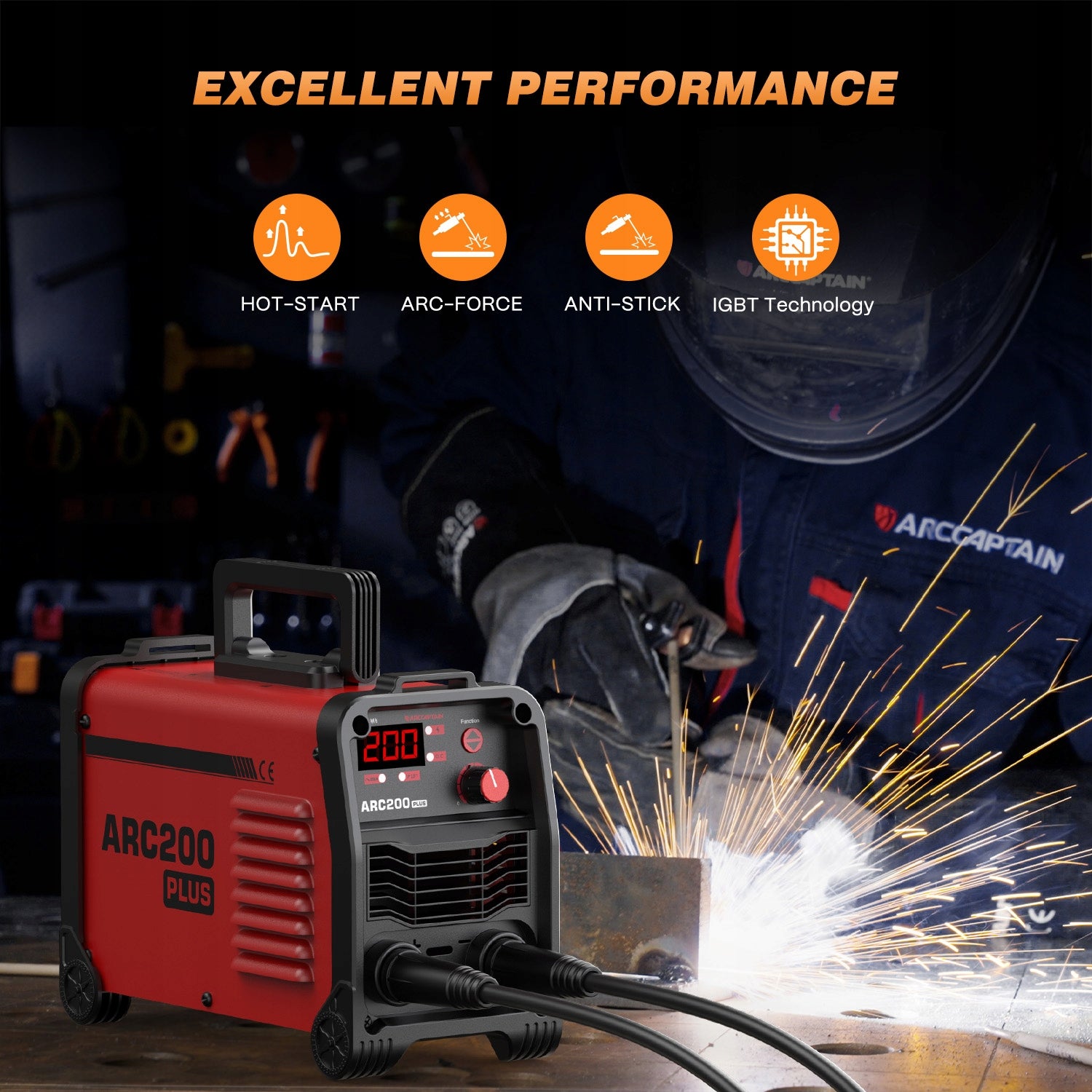 MMA semi-automatic welding machine, TIG ARCCAPTAIN 20-200 A 230V Packaging status original