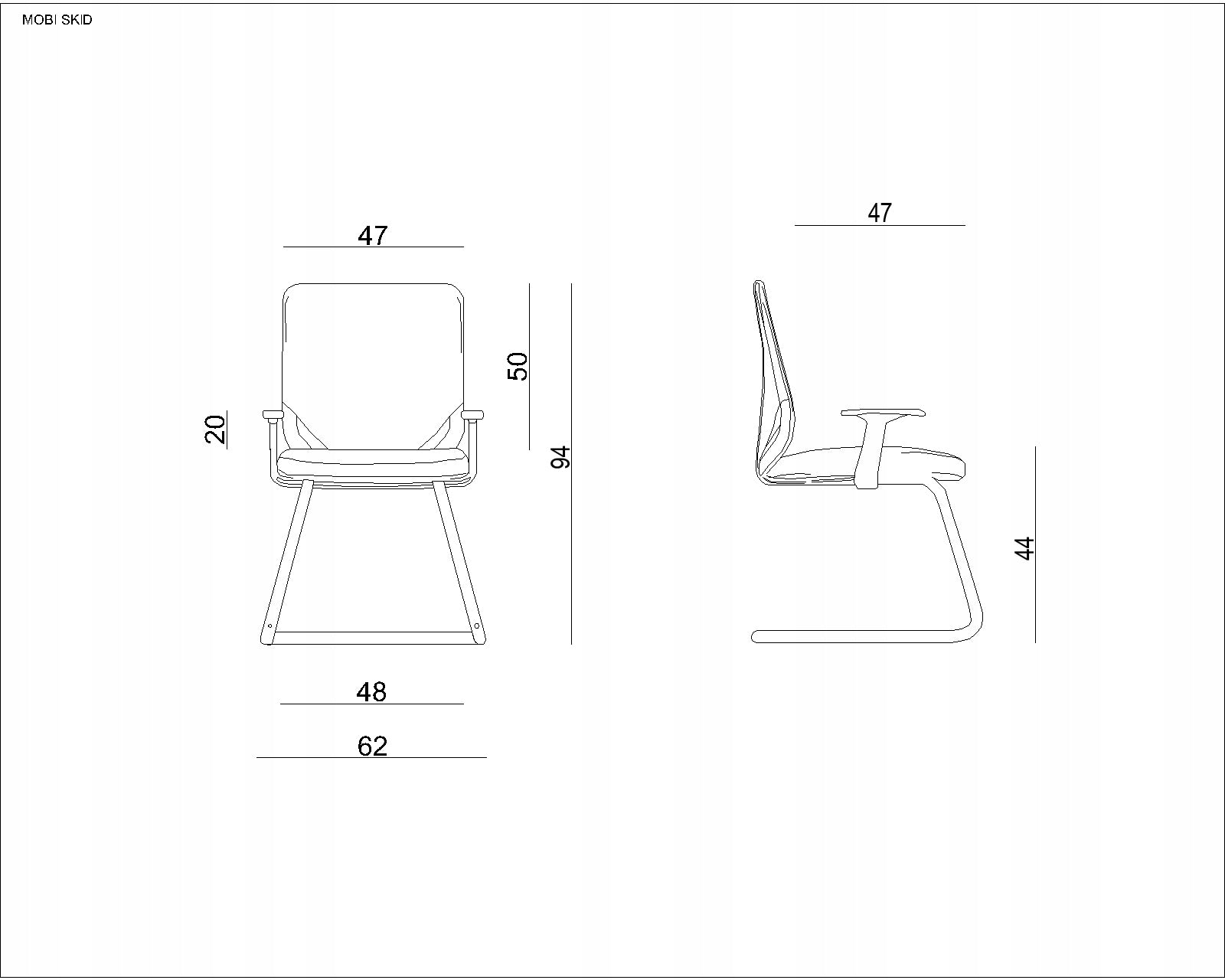 MOBI SKID Armchair Yellow Skid Chair Mesh Fabric Manufacturer code W-953-10