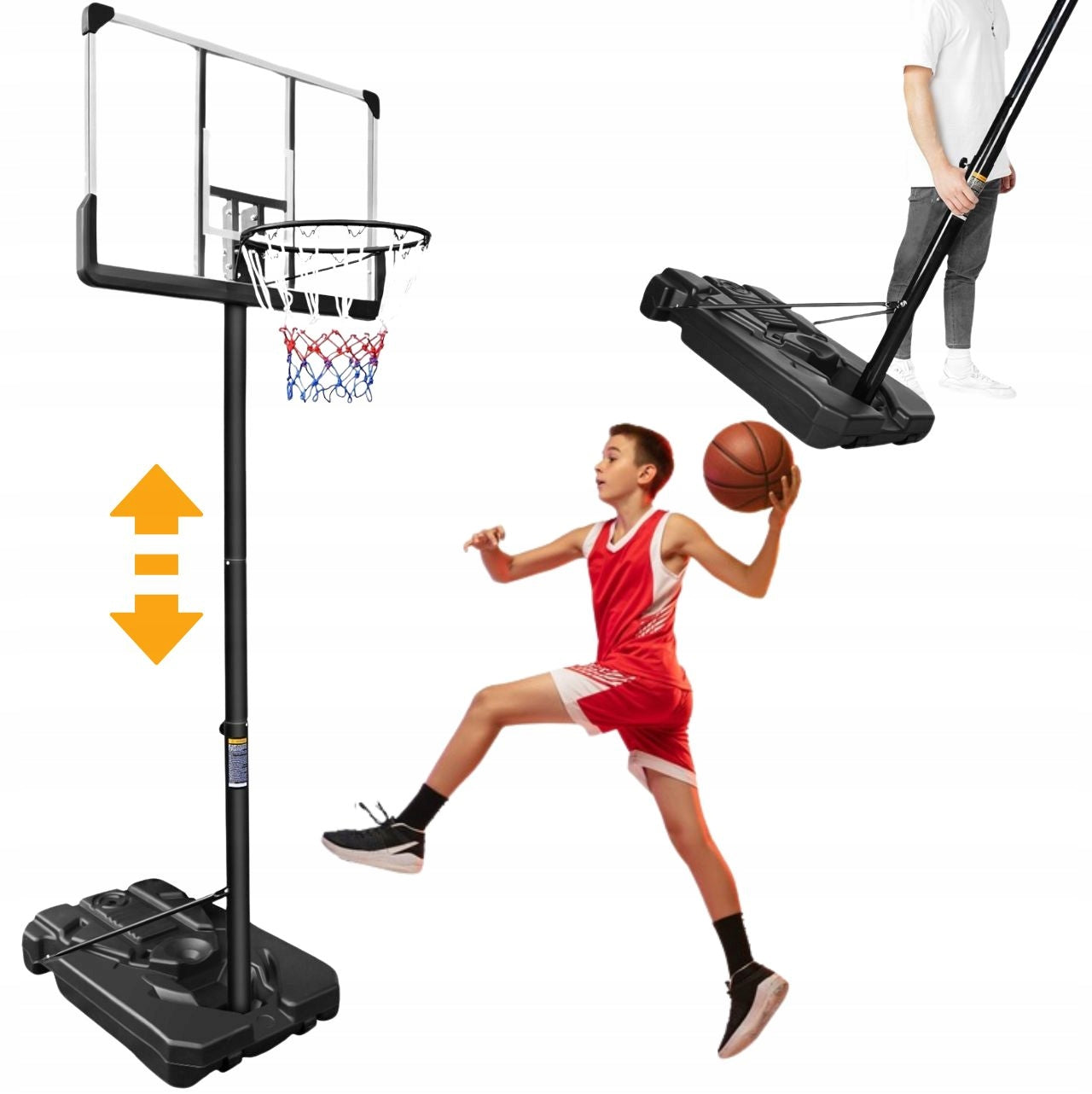MOBILE BASKETBALL BASKET ADJUSTABLE FULL SIZE UP TO 305 cm BASE XXL EAN (GTIN) 5902934842815