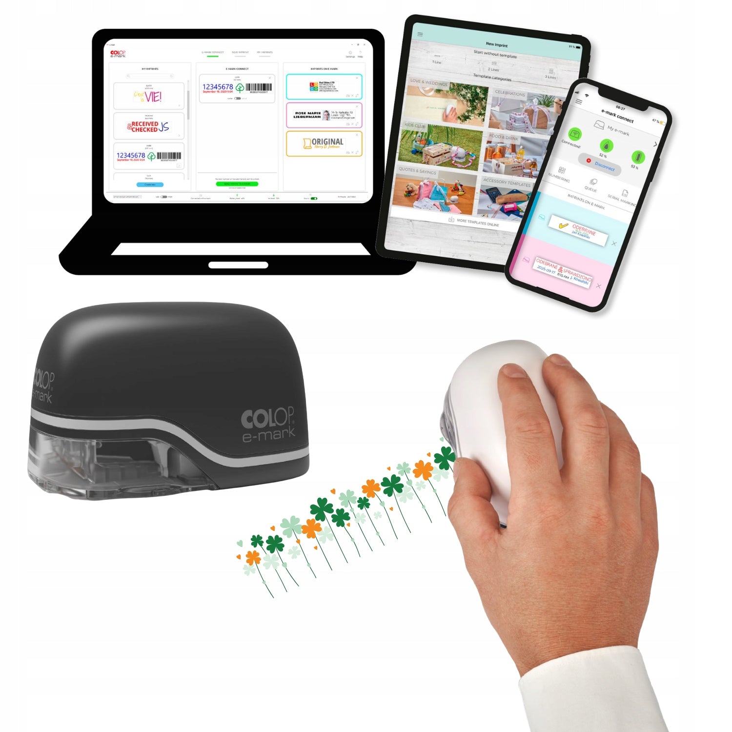 MOBILE PRINTER COLOP E-Mark Plus COLOR Application PL + case ruler FREEBIE Packaging status original