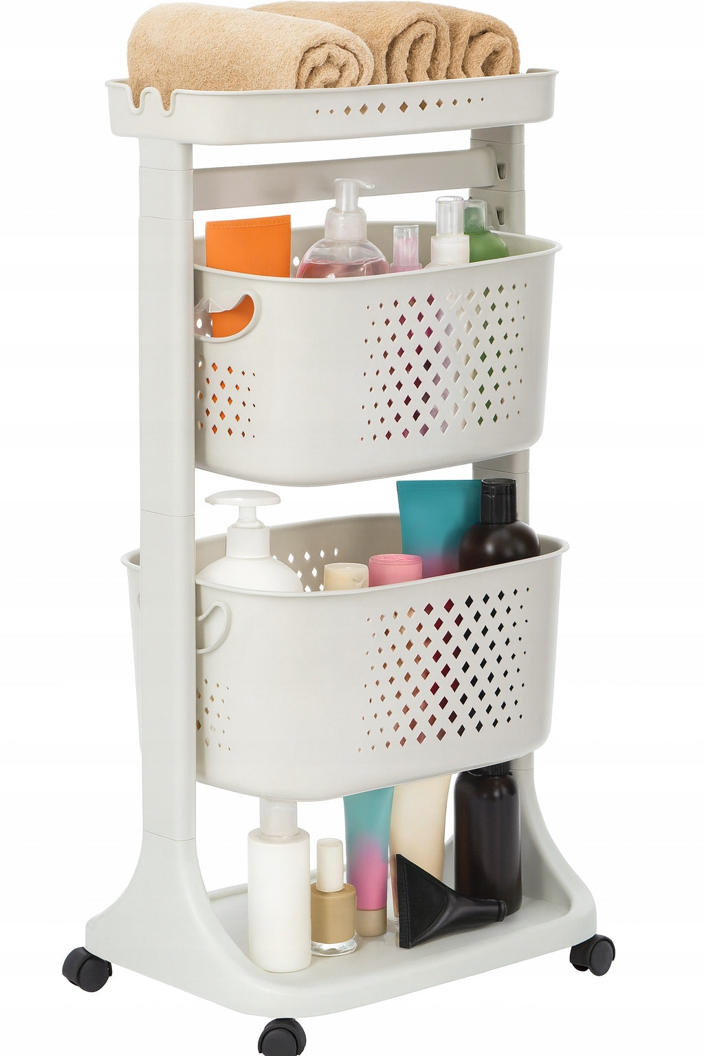 MOBILE RACK ORGANIZER WITH 2 BASKETS PLASTIC ROOMY