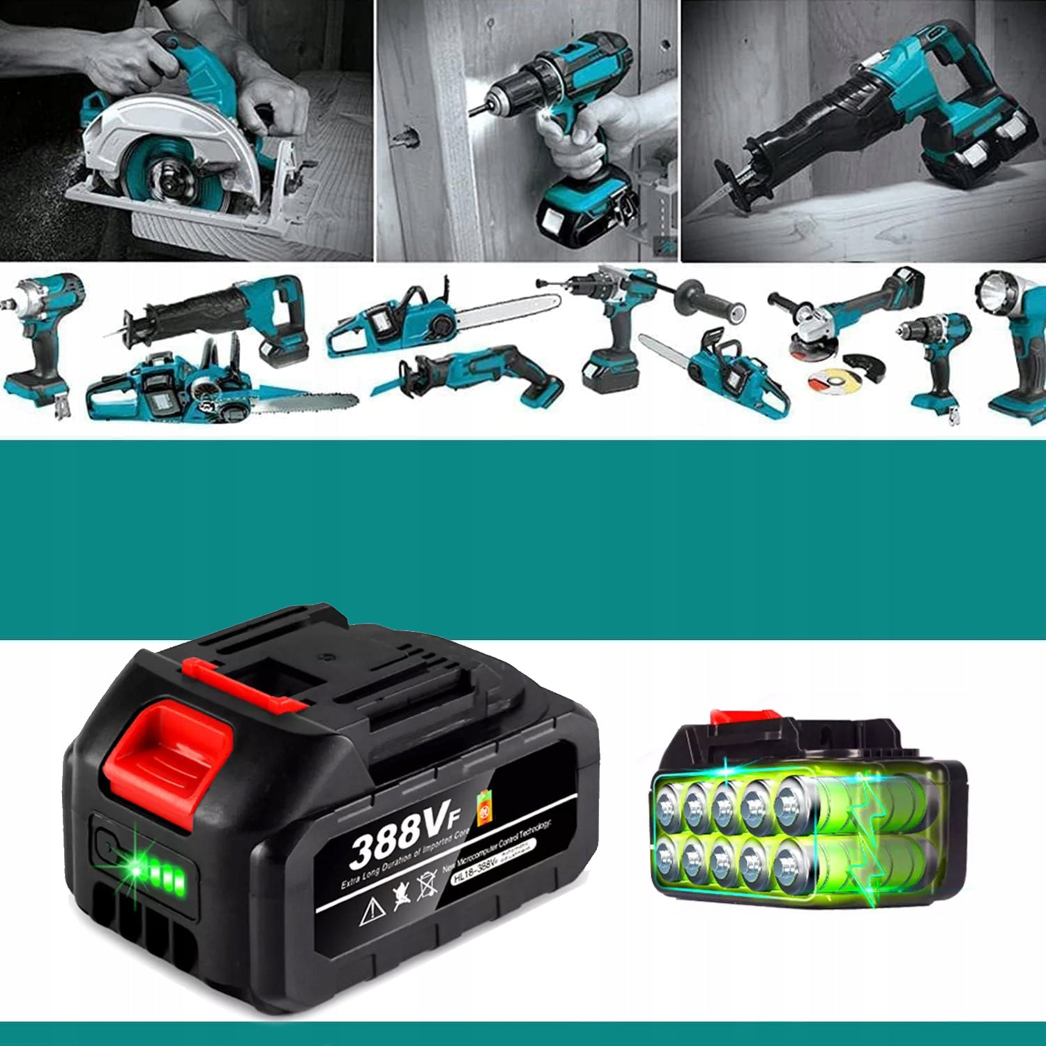 MOCK-UP BATTERY WITH CHARGER, 18V, 21V, 4.0AH REPLACEMENT, LED INDICATOR Brand no brand
