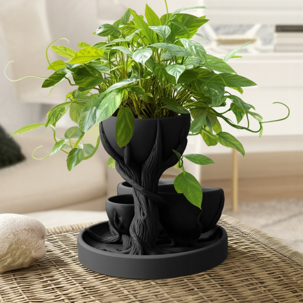 MODERN BLACK FLOWER POT THREE LEVELS DECORATIVE STAND Manufacturer code 1001189