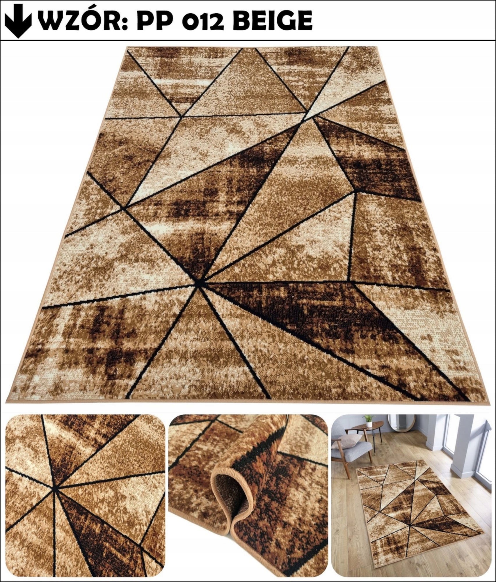 MODERN CARPETS 120X170 FOR LIVING ROOM FASHIONABLE KALT PATTERNS SOFT PLUSH HAIR Product width 120 cm