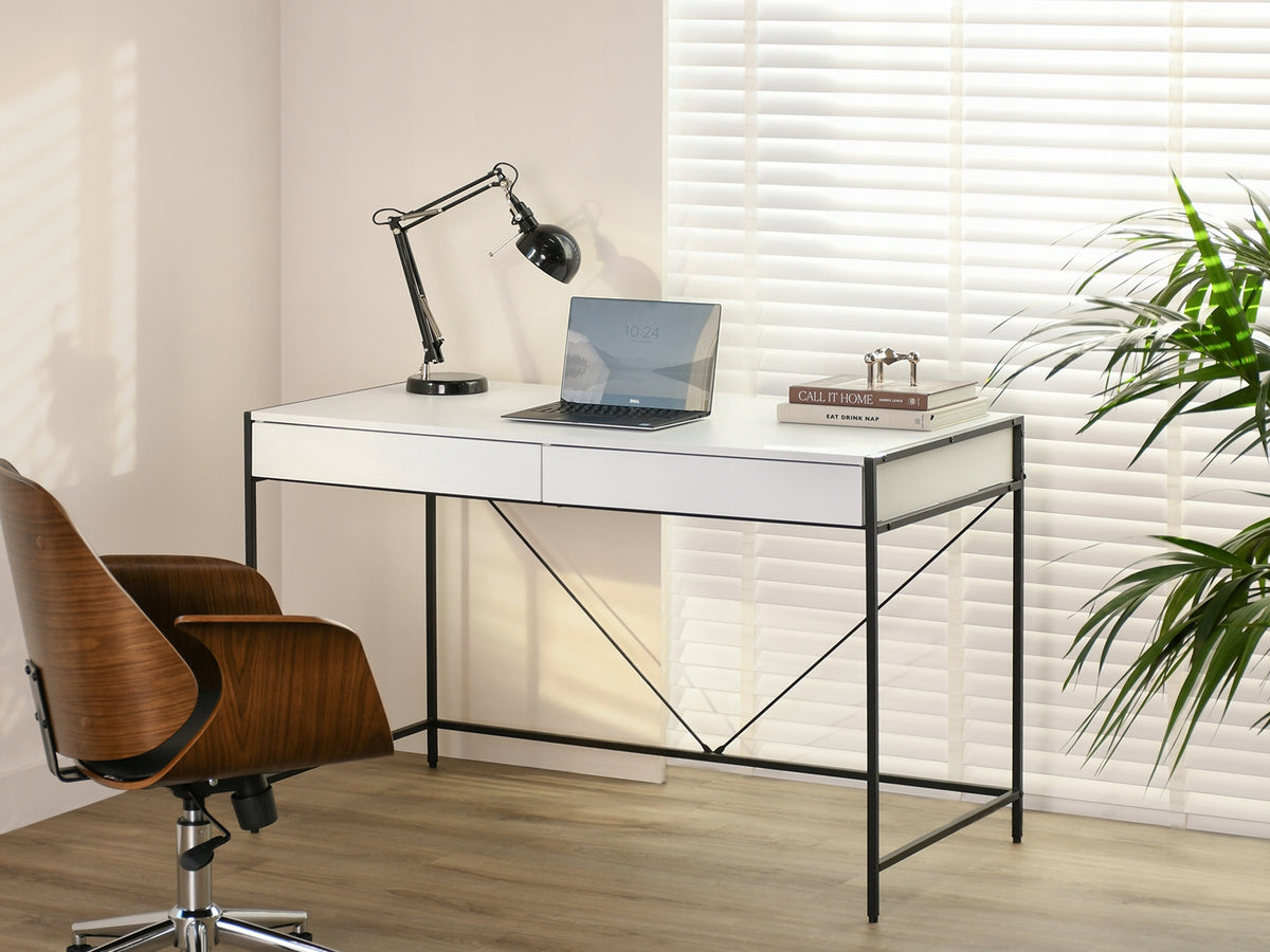 MODERN SIMPLE DESK DRESSING TABLE 123CM WITH DRAWERS UNIF WHITE LEGS BLACK Manufacturer code 5907698611820