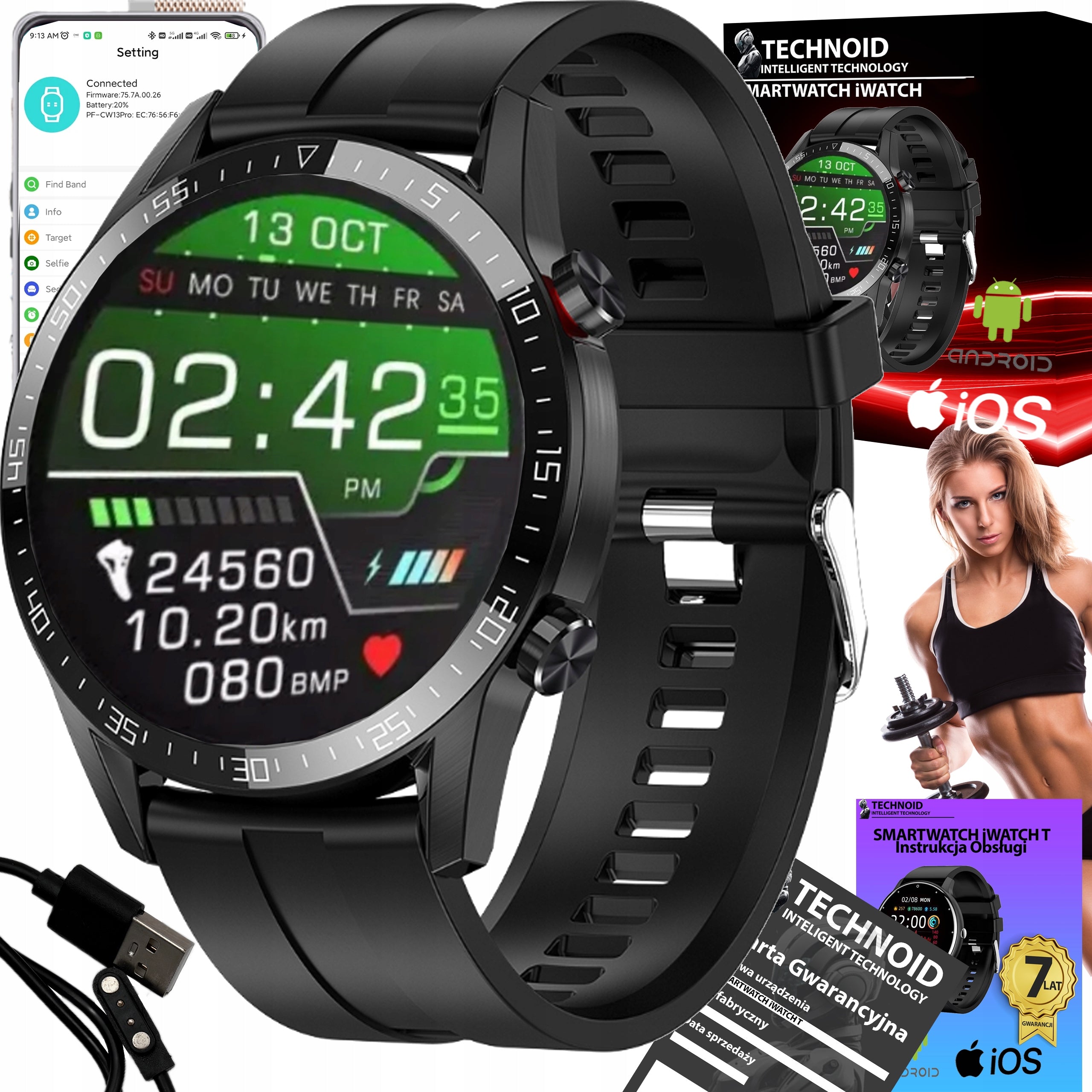 MODERN SMARTWATCH MEN'S IWATCH T SPORTS MODES APP PROFI Brand no brand