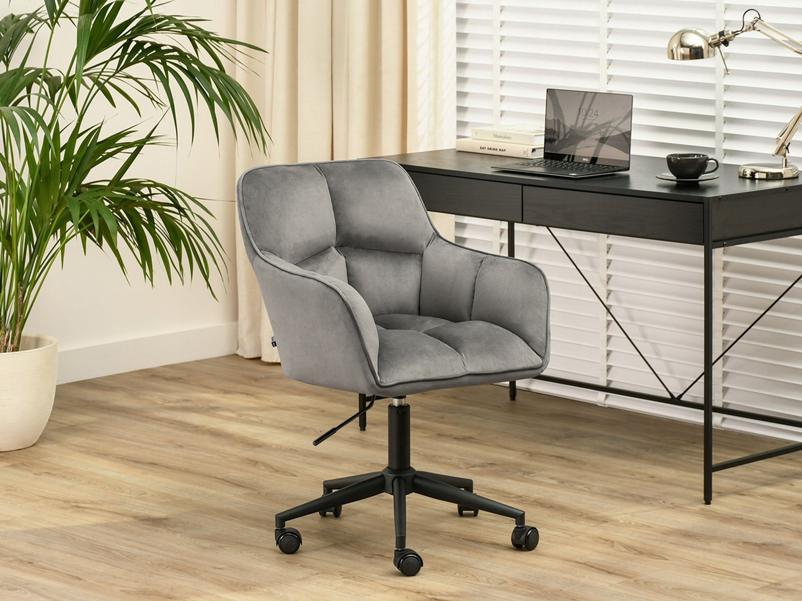 MODERN SOFT OFFICE CHAIR MADE OF DURABLE VELOUR ISLA GREY STRONG BASE Brand Mebel-Partner