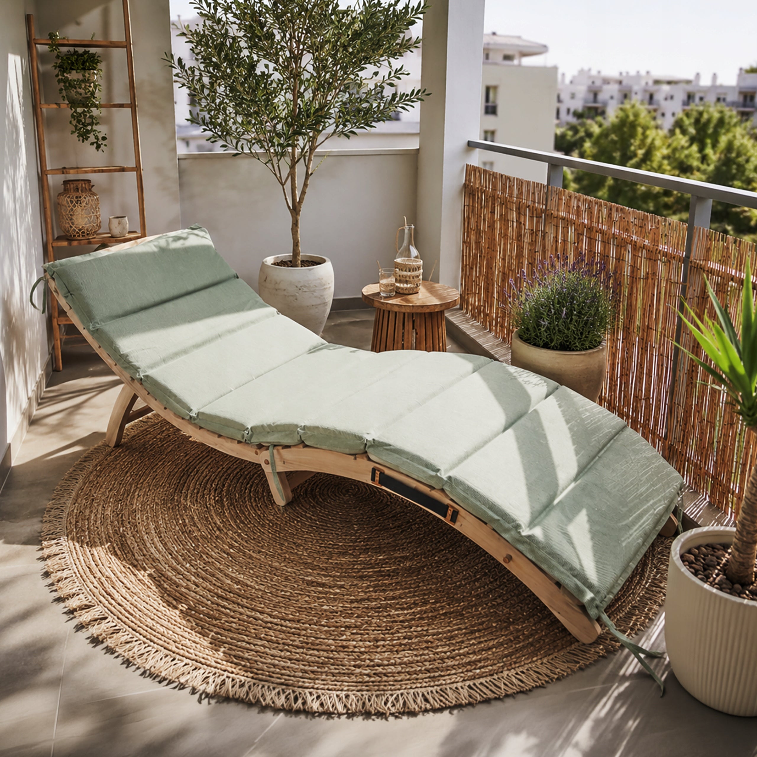 MODERN SUN LOUNGER BEACH CHAIR SWIMMING POOL KASANI ACACIA PREMIUM Color green