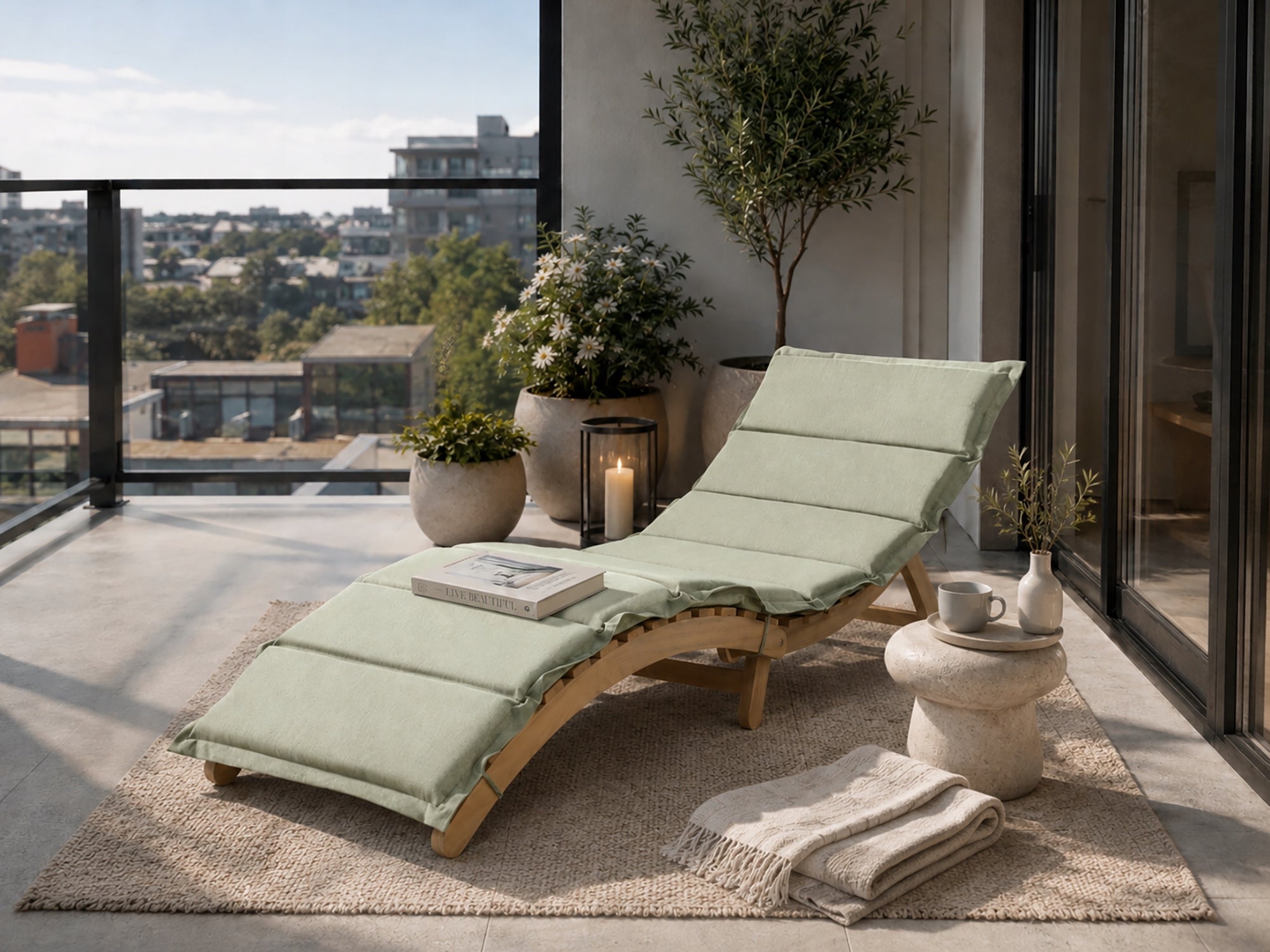MODERN SUN LOUNGER BEACH CHAIR SWIMMING POOL KASANI ACACIA PREMIUM Packaging status original