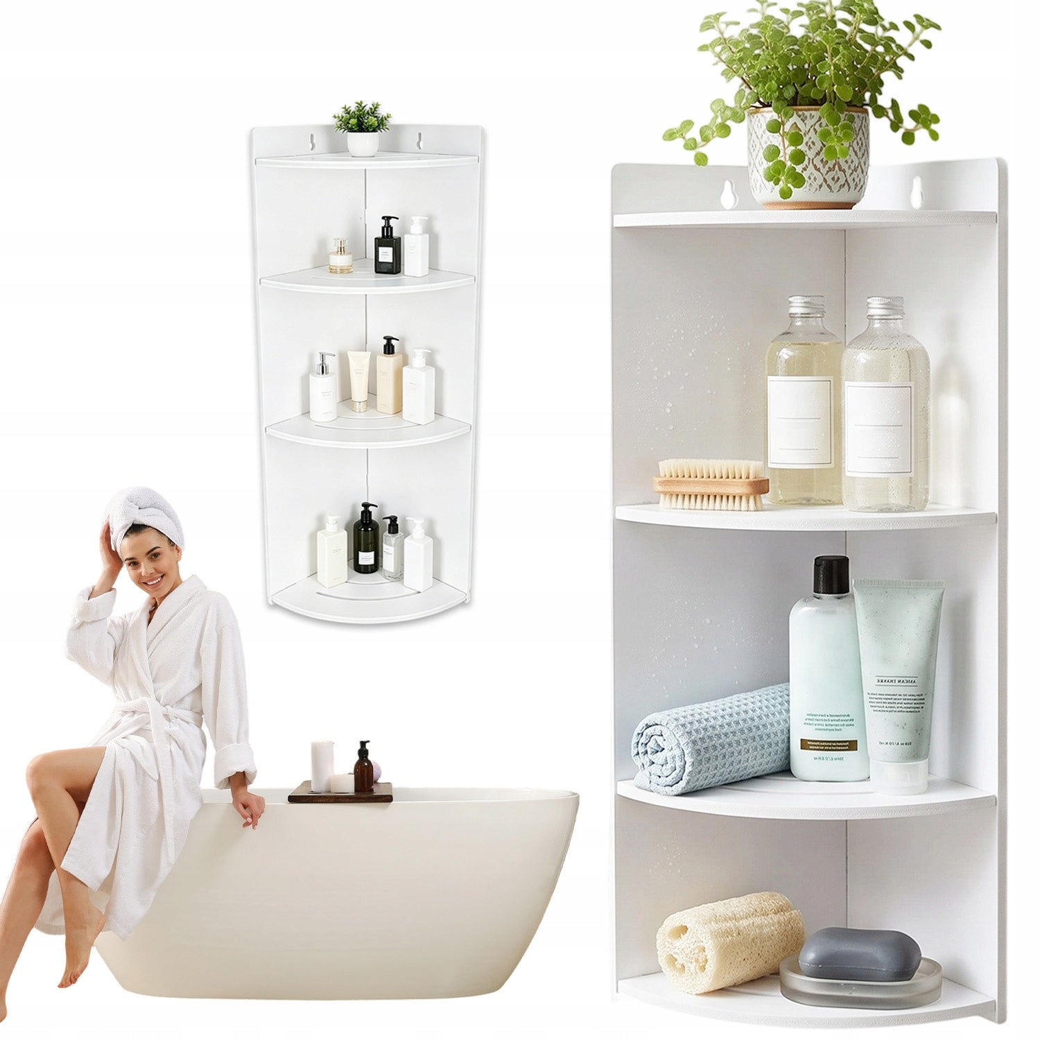 MODERN WALL CORNER SHELF FOR KITCHEN BATHROOM AND BALCONY WHITE