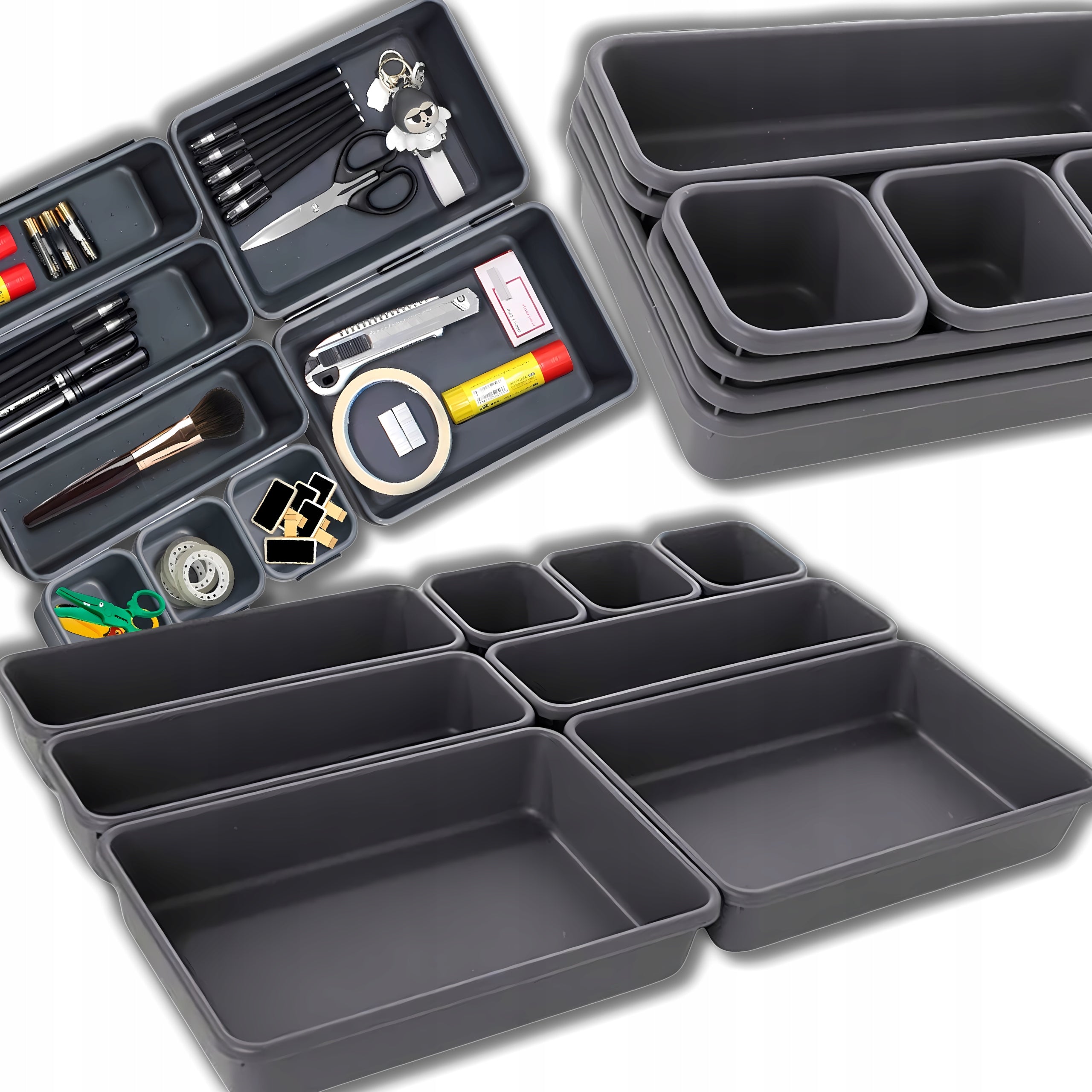 MODULAR ORGANIZER FOR DESK DRAWER REFILL CONTAINERS STORAGE 8PCS