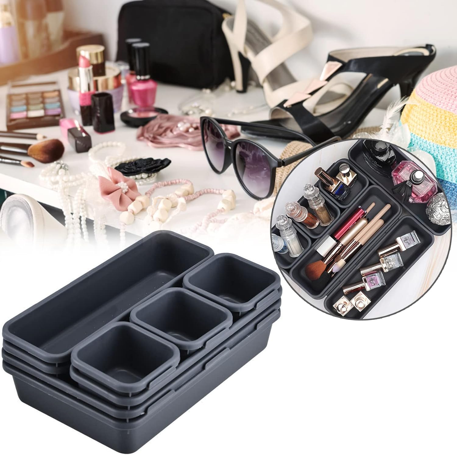 MODULAR ORGANIZER FOR DRAWER DESK CABINETS containers insert set 8 EL Manufacturer code ORGANIZER MODUŁOWY DO SZUFLADY