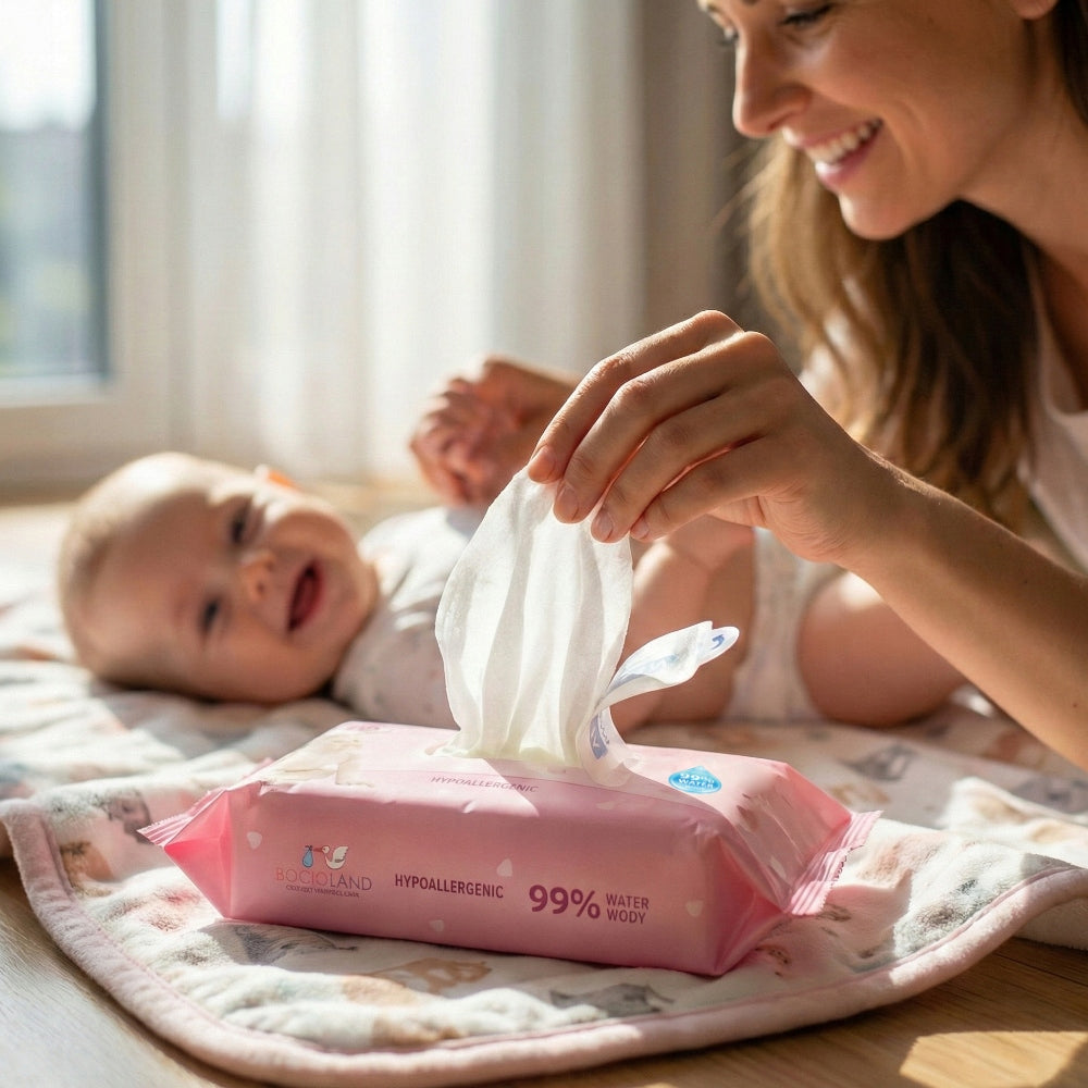 MOISTURIZED BABY WATER WIPES 99% WATER 60PCS SUPER COMPOSITION Brand Bocioland