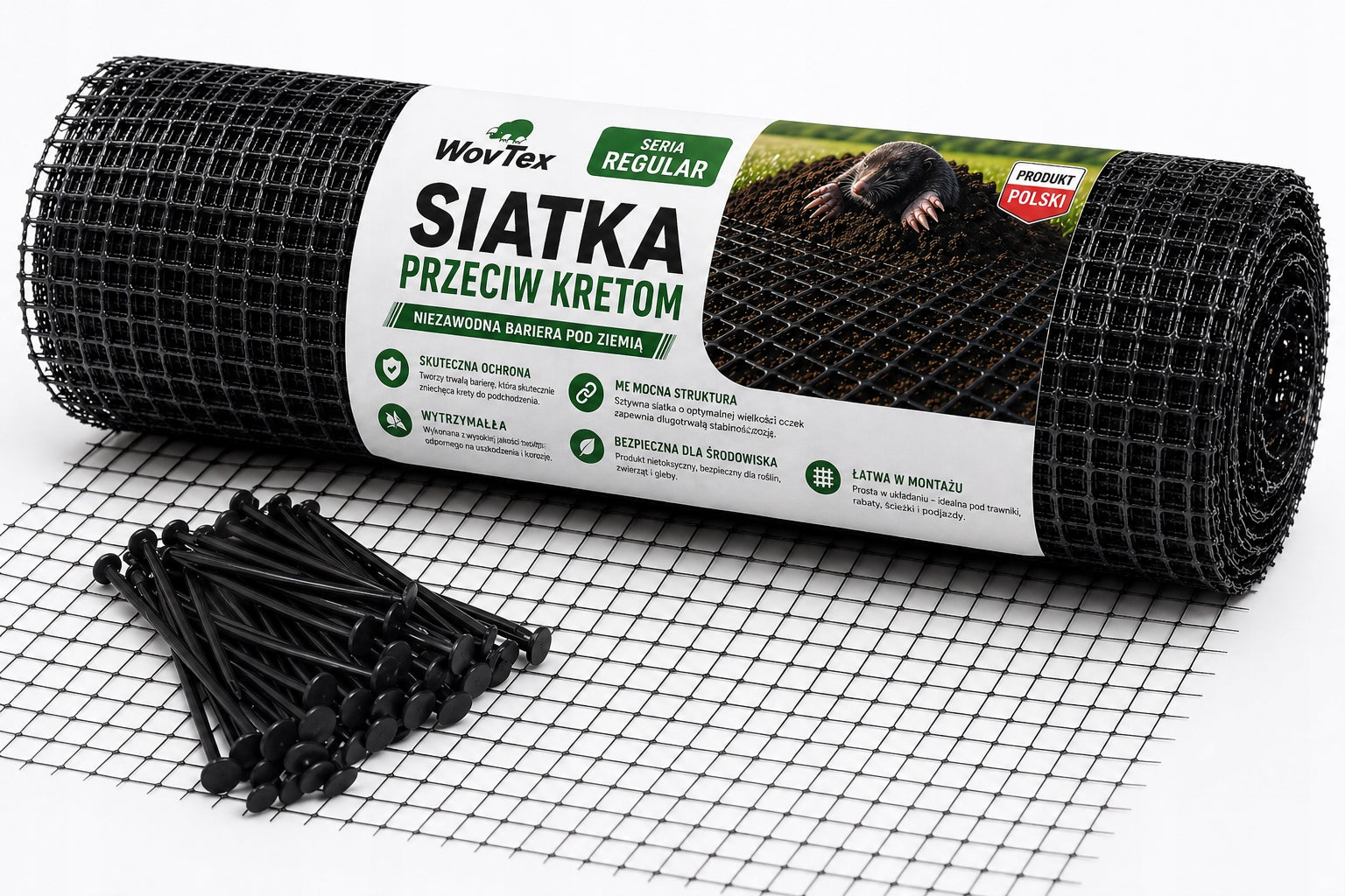 MOLE NET 2x200m UV+ POLAND STRONG DURABLE AGAINST MOLES + PEGS