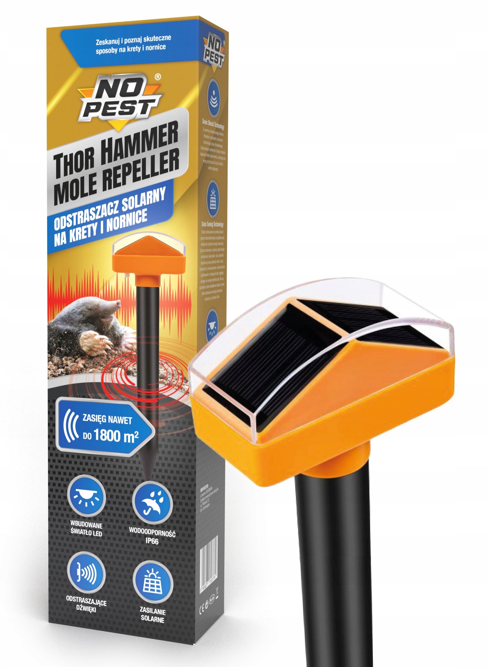 MOLE REPELLENT FOR MOLES VOLES MICE SNAKES SOLAR REPELLENT (2 PCS) Manufacturer code ULTRADŹWIĘKOWY ODSTRASZACZ KRETÓW NORNIC WĘŻY