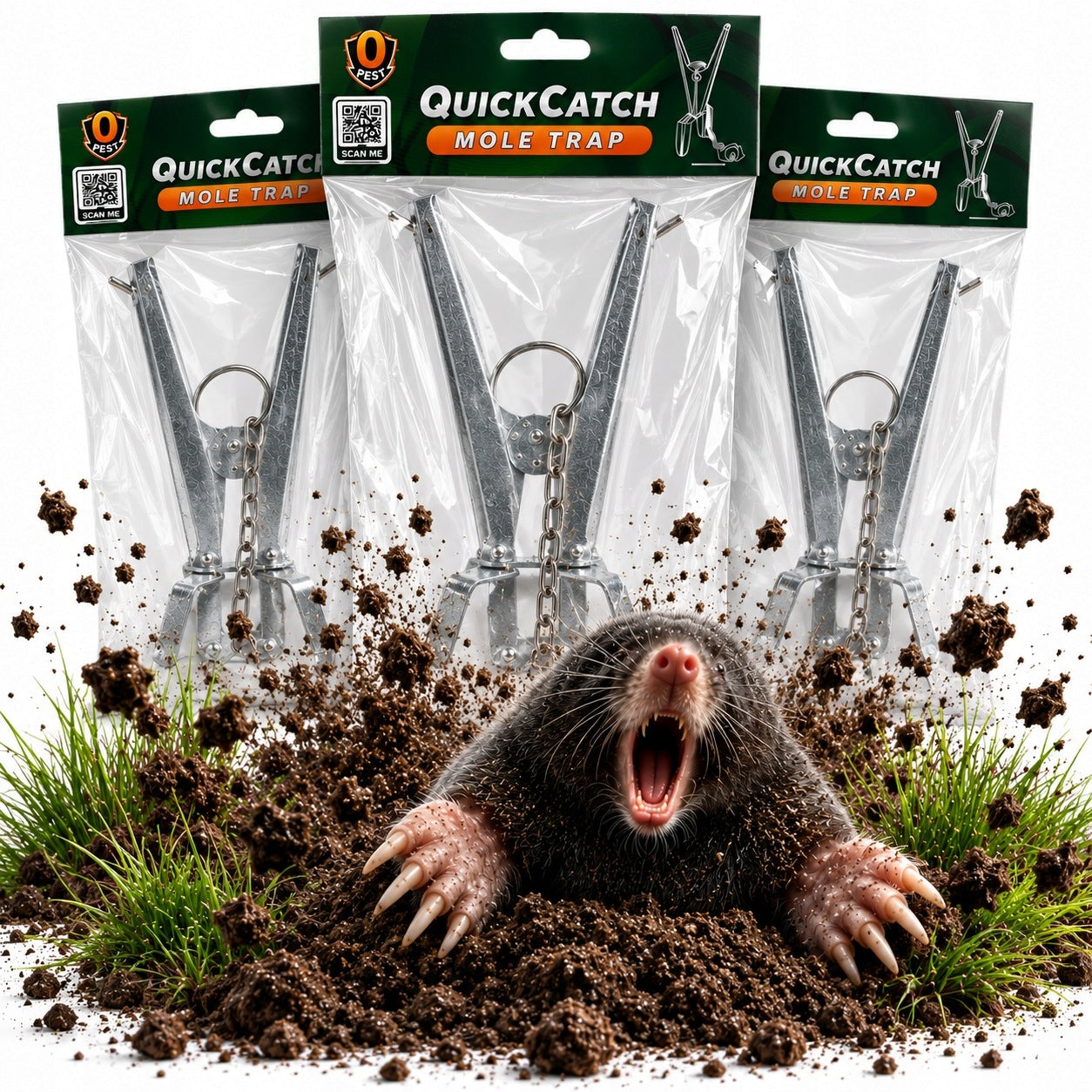 MOLE TRAP 3 Pieces Molefish Molecatcher PROFESSIONAL Metal Guillotine