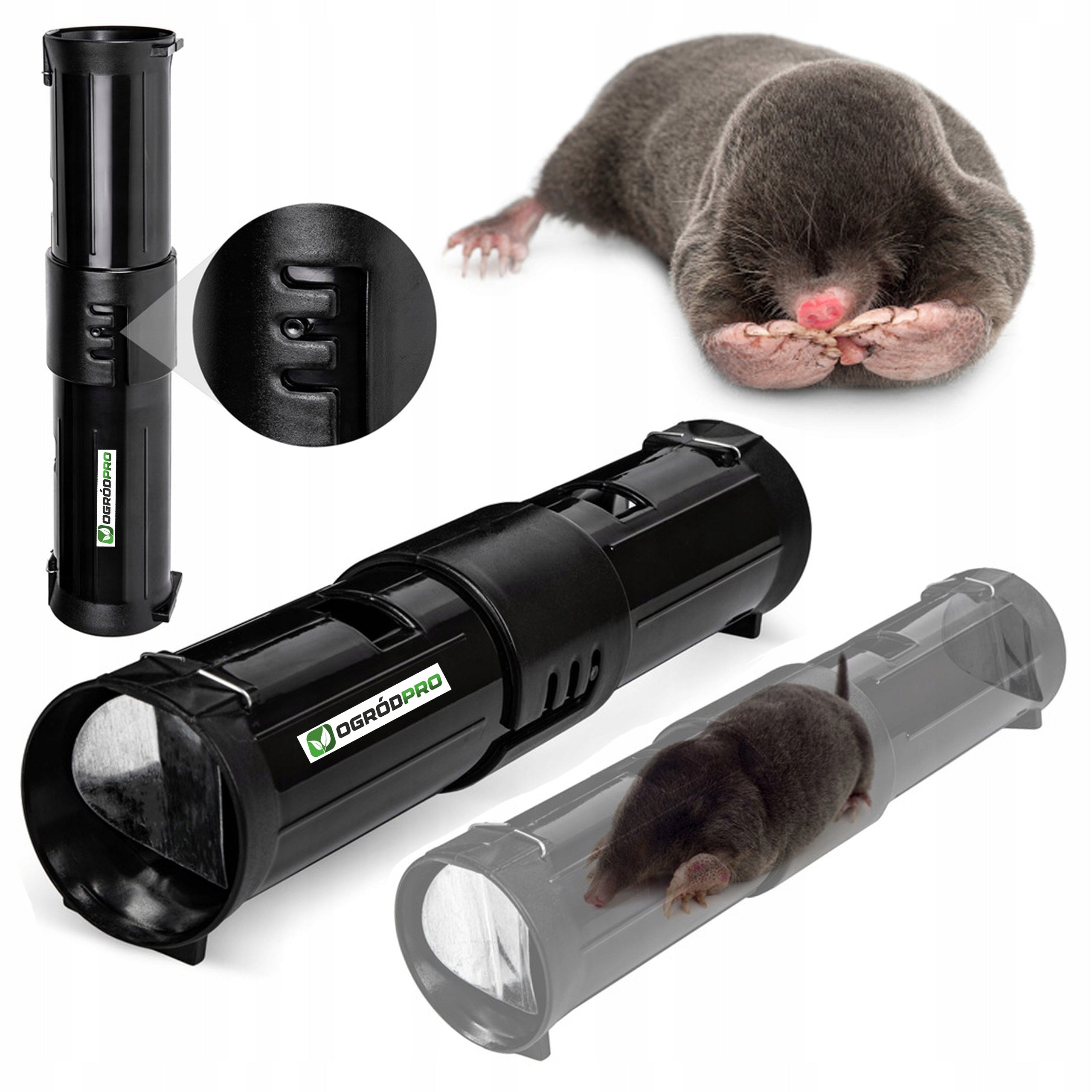 MOLE TRAP VOLES TUBE PAW MOLETRAP GRIPPER LIVETRAP