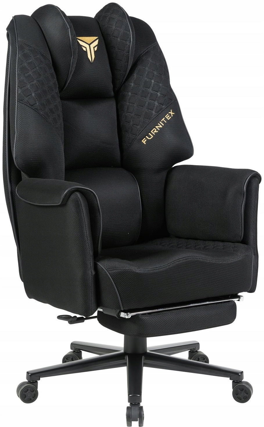 MONARCH Ergonomic Gaming Chair Black with Cushion Footrest Packaging status original