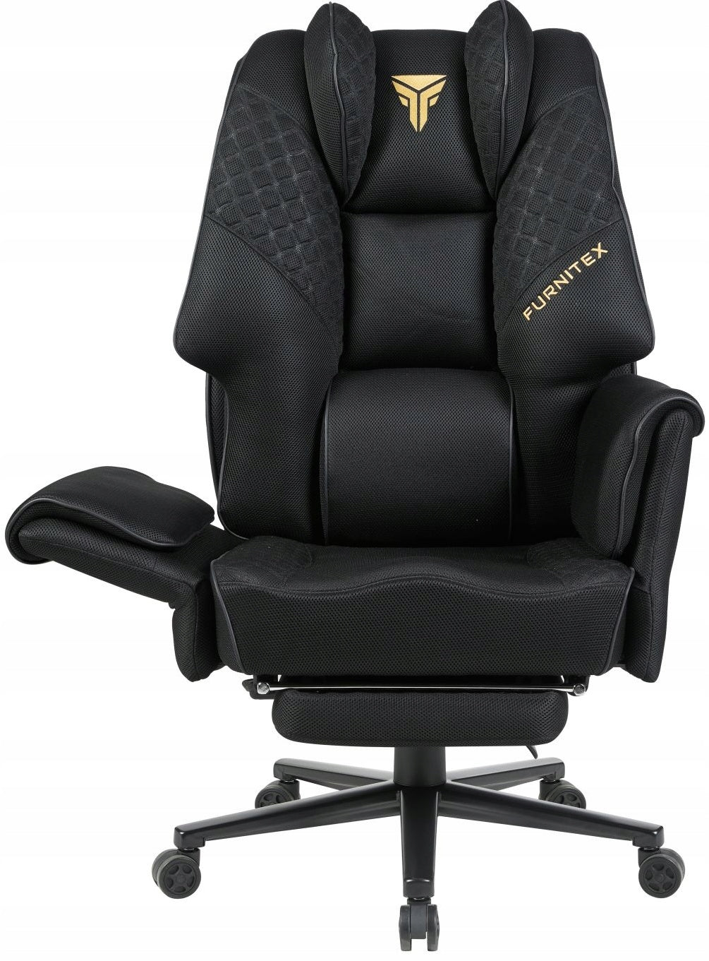 MONARCH Ergonomic Gaming Chair Black with Cushion Footrest