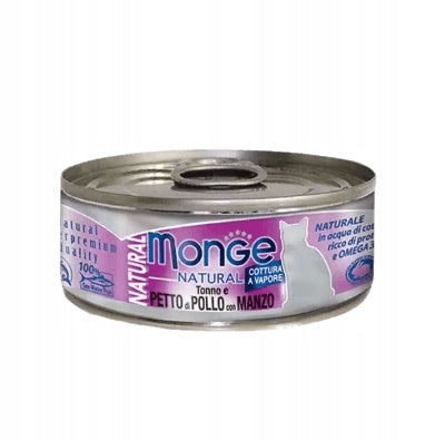 MONGE NATURAL tuna with chicken and beef wet cat food 80 g