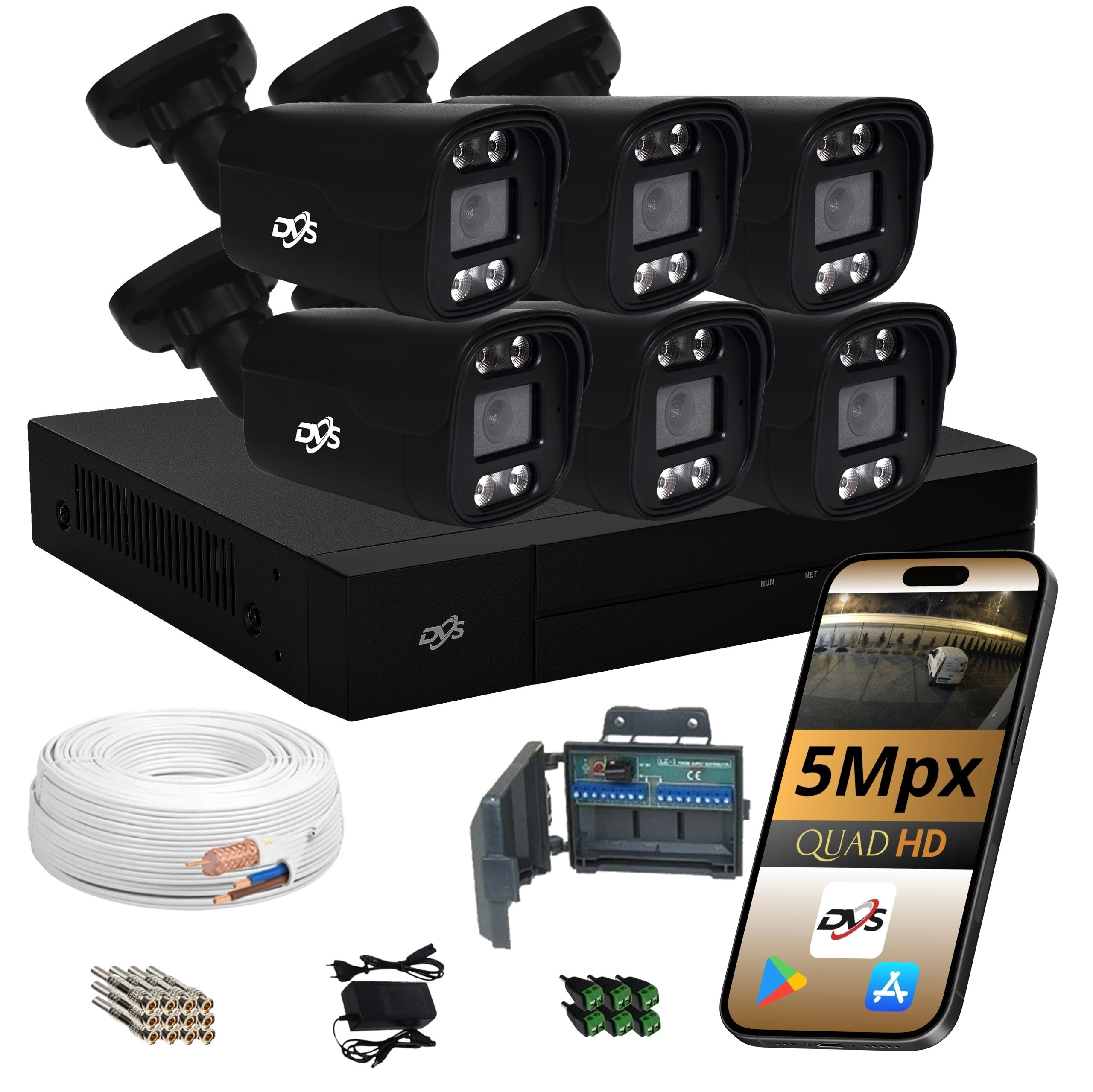 MONITORING 6 Outdoor CAMERAS 5Mpx 3K AHD Analog Infrared APP