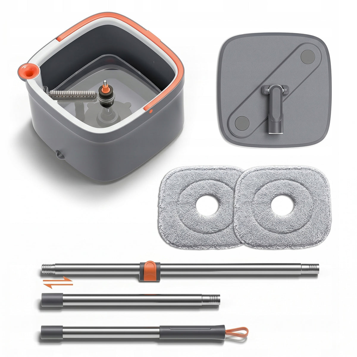 MOP AND BUCKET SET WITH WATER SEPARATION AND MICROFIBER PADS