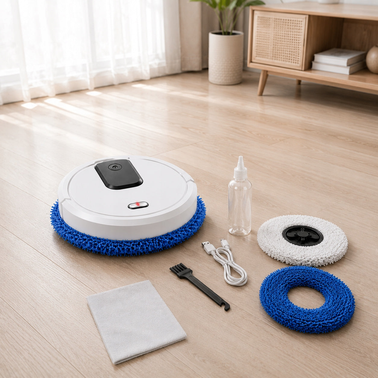 MOP CLEANING ROBOT MOPPING ROTARY WET DRY HUMIDIFICATION Dominant color white