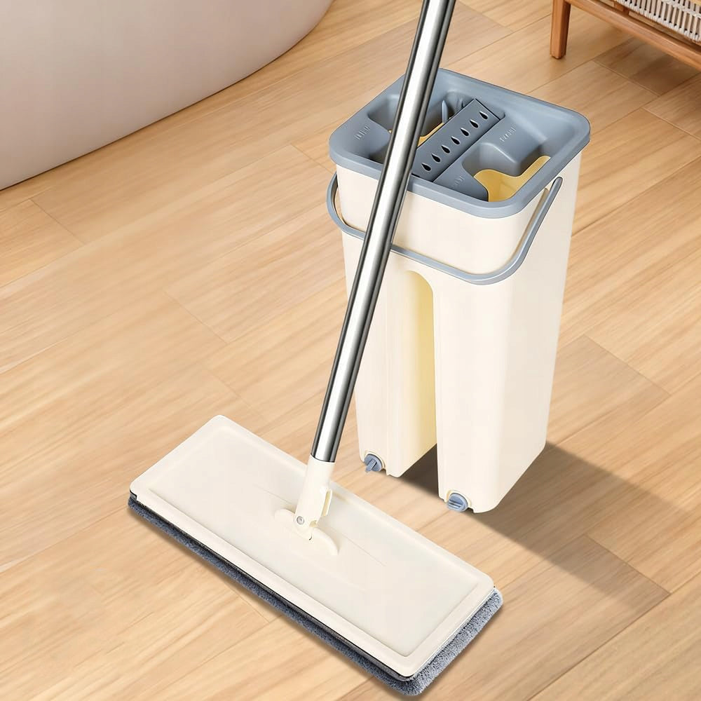 MOP FLAT ROTATING TWO-CHAMBER BUCKET WITH SQUEEZER STICK STOCK + 3 CARTRIDGES Packaging status original