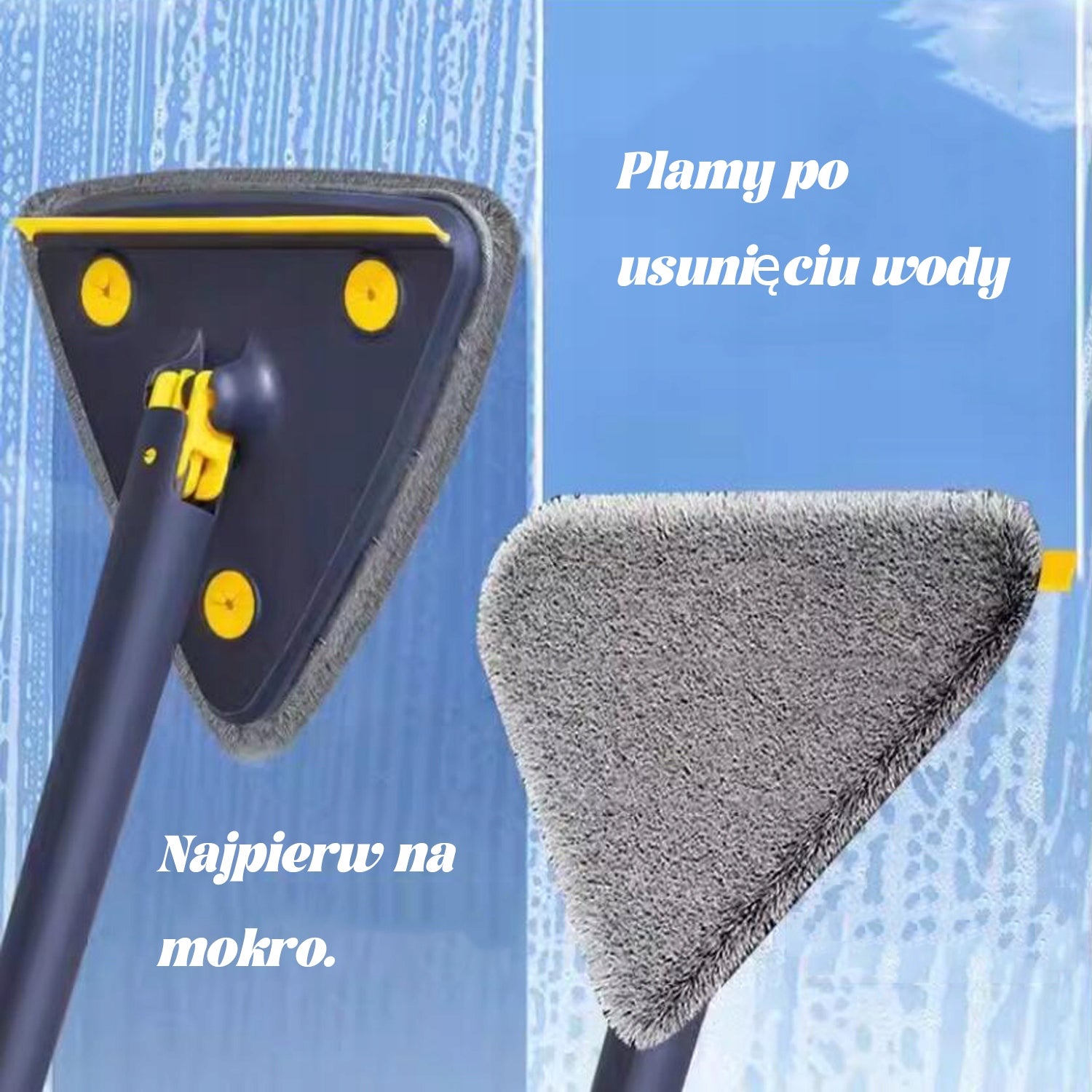 MOP OBROTOWY QURE TRÓJKĄTNY SKLADANY TELESKOPOWY 360° 25CM + 2 SCIERECZKA Color blue