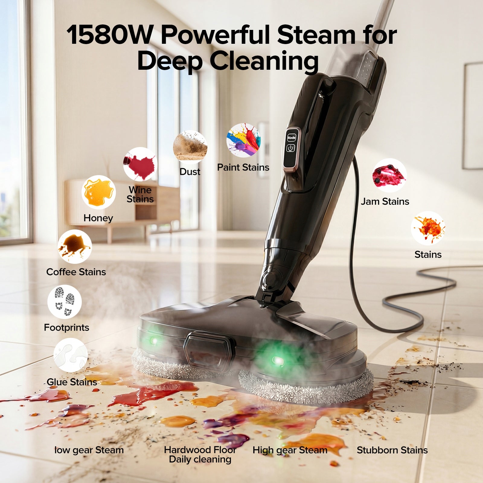 MOP PAROWY WIELOFUNKCYJNY Lubluelu wysoka temperatura 1580W 140 obr min Packaging status original