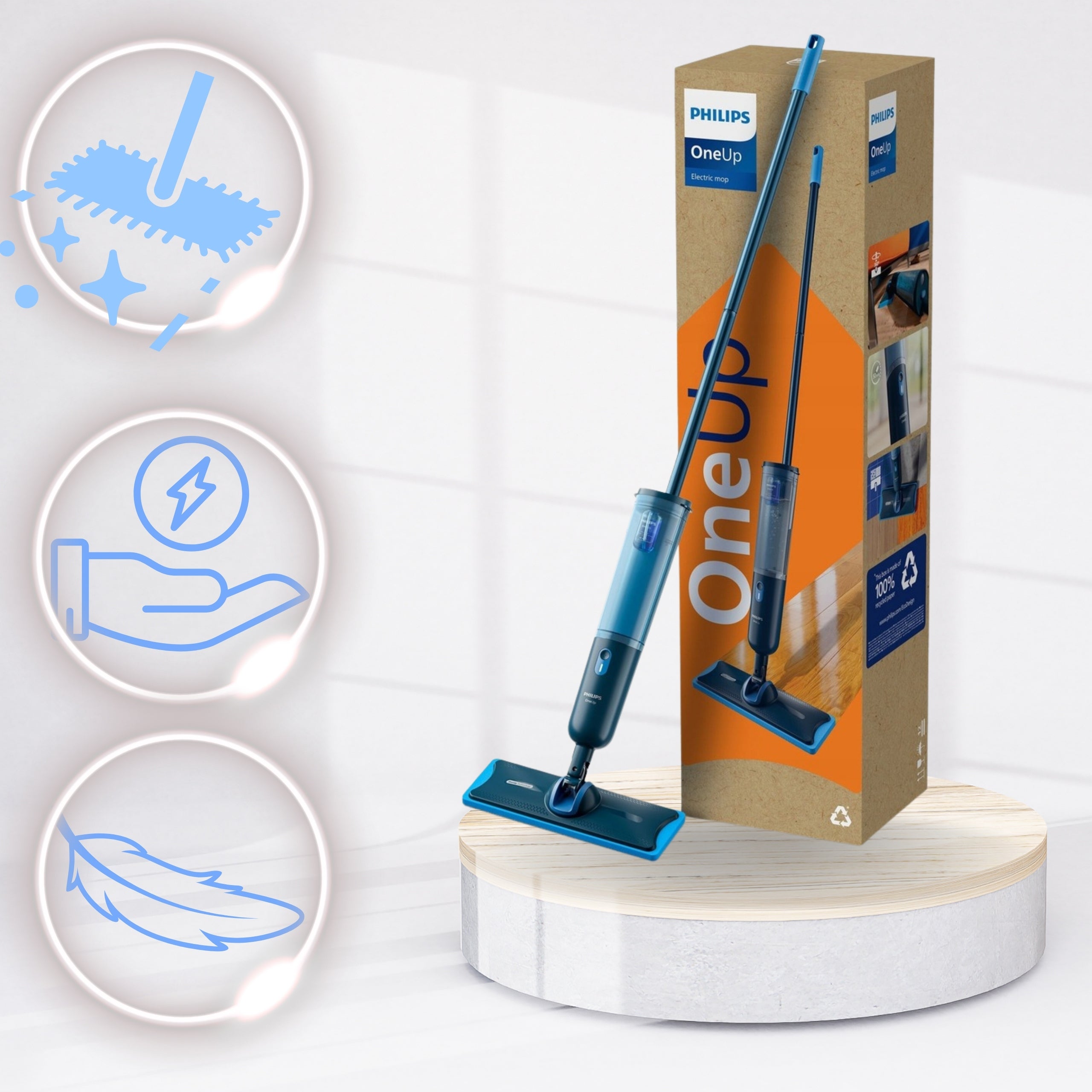 MOP Philips OneUp FLAT ELECTRIC TWO TANKS DIRTY WATER CLEAN LIGHT Brand no brand