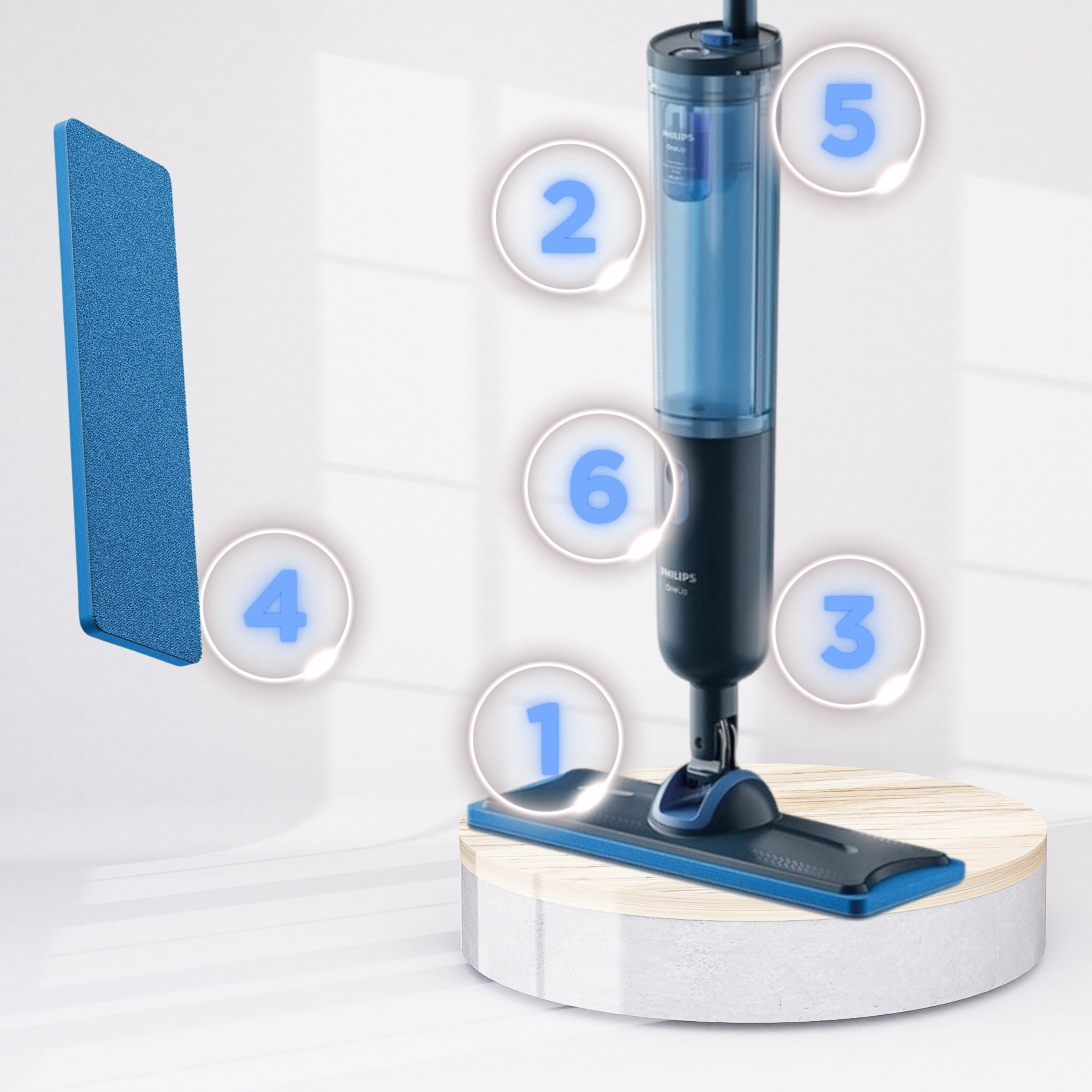 MOP Philips OneUp FLAT ELECTRIC TWO TANKS DIRTY WATER CLEAN LIGHT Manufacturer code ELEKTRYCZNY MOP BEZPRZEWODOWY
