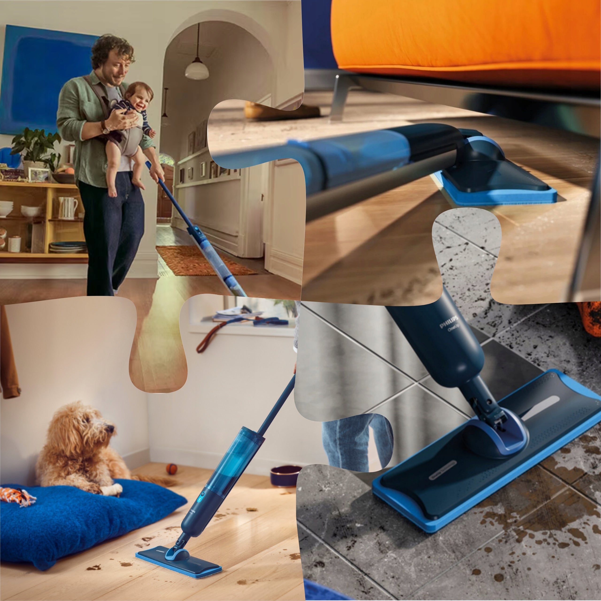 MOP Philips OneUp FLAT ELECTRIC TWO TANKS DIRTY WATER CLEAN LIGHT Model ELEKTRYCZNY MOP BEZPRZEWODOWY