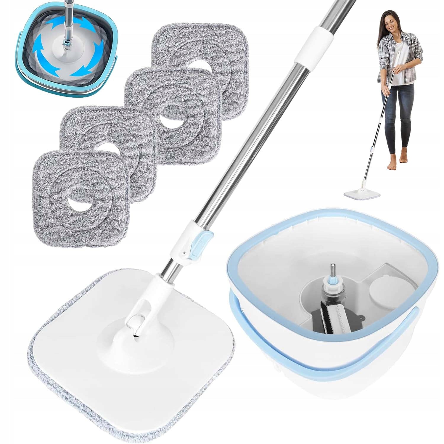MOP SET 360° ROTATING MOP HEAD WITH TWO-CHAMBER BUCKET 2.5L