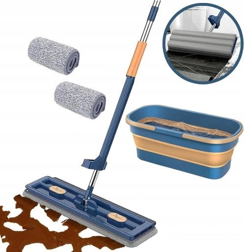 MOP WITH FLAT ROTARY SQUEEZER 360 SELF-PRESSING + BUCKET +2