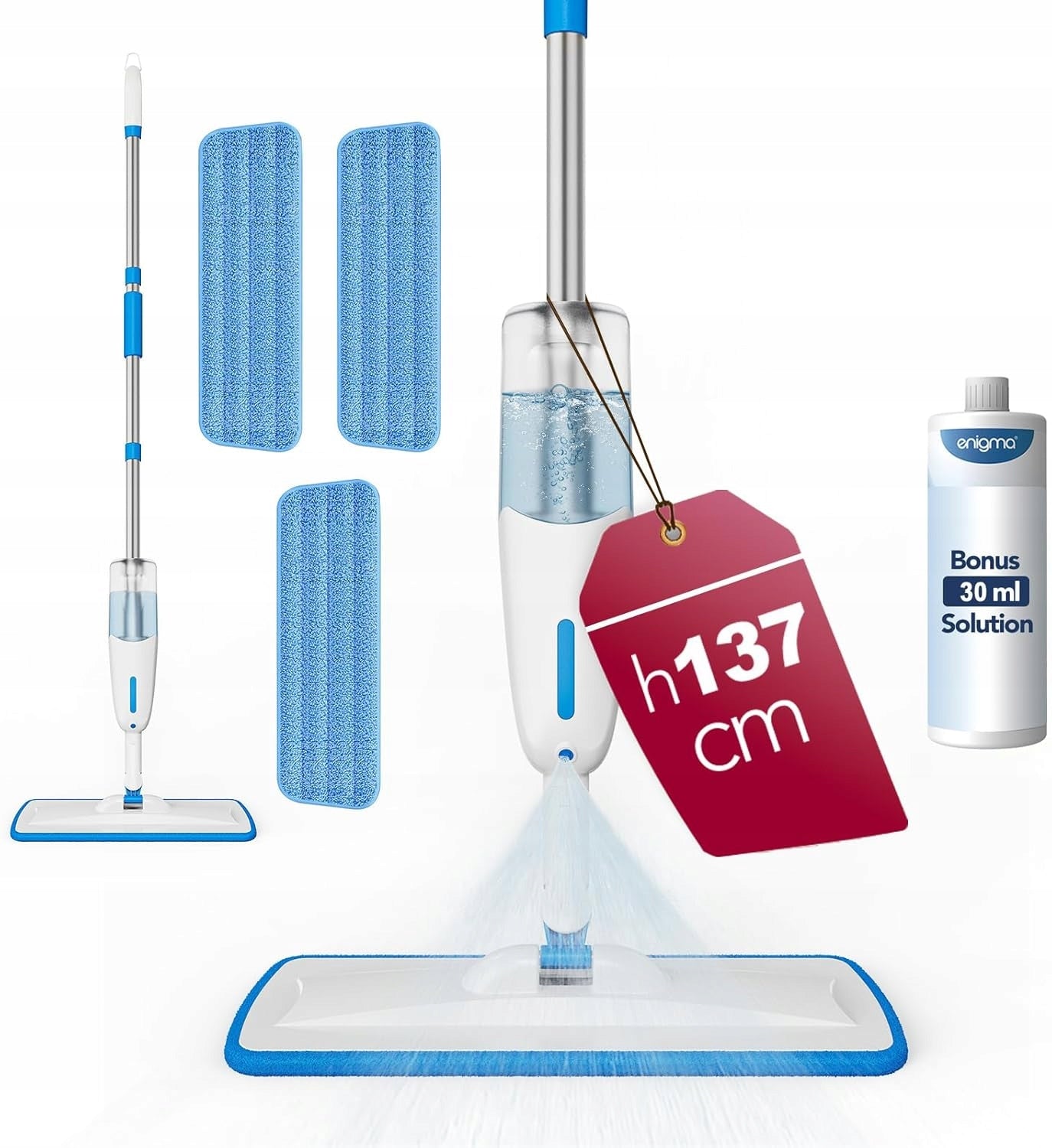 MOP WITH WASHER 137 CM 3 ERGONOMIC UNIVERSAL CLOTHS