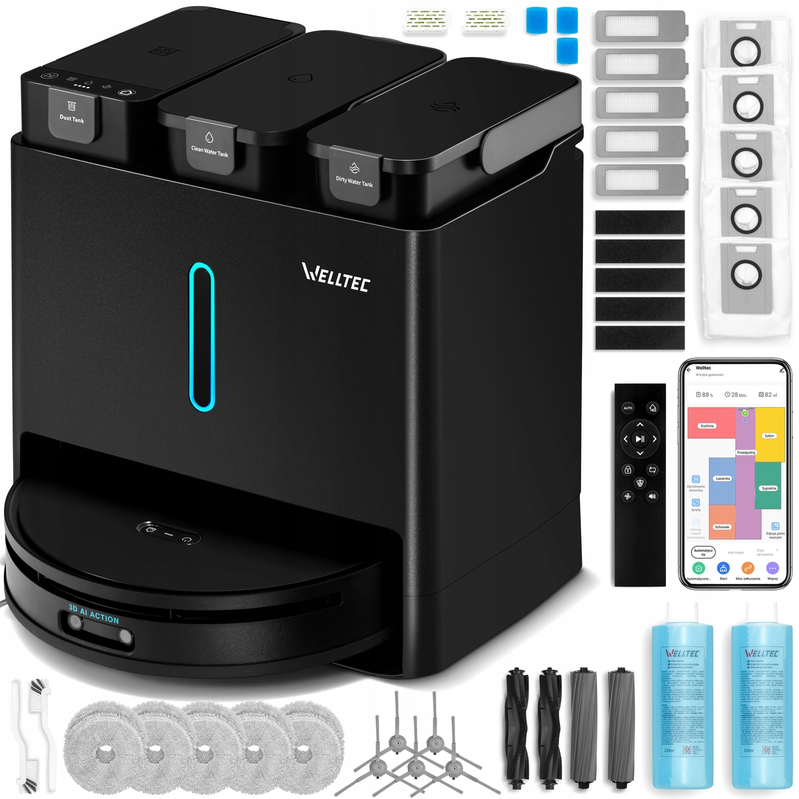 MOPPING ROBOT WELLTEC R10 ULTRA + 8IN1 STATION + ACCESSORIES